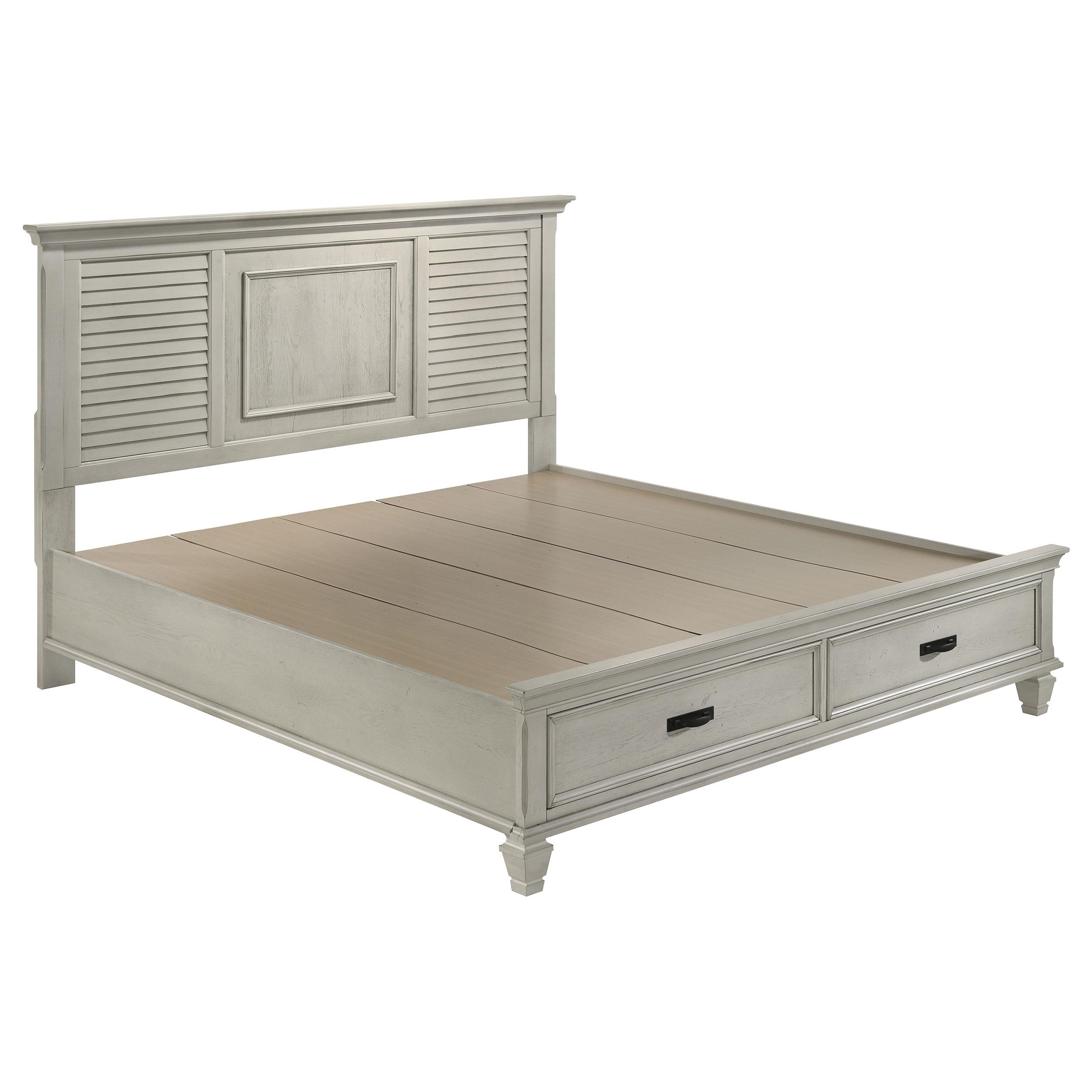 Franco Eastern King & Queen Storage Bed Antique White - Ideal Furniture (Fresno,CA)