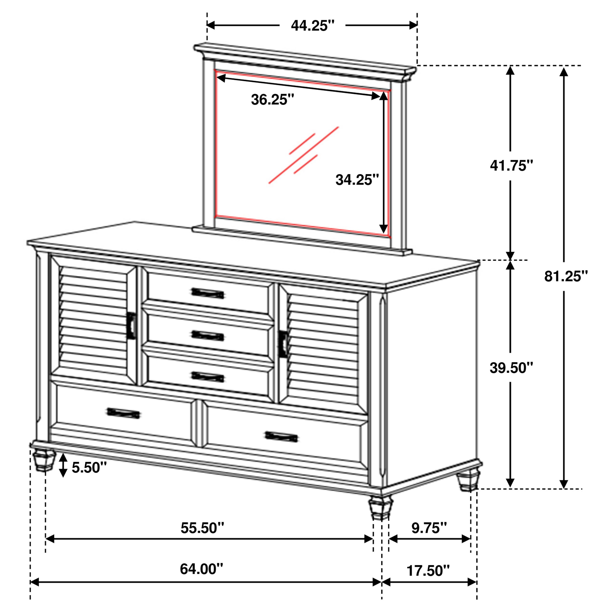 Franco Dresser with Mirror - Ideal Furniture (Fresno,CA)