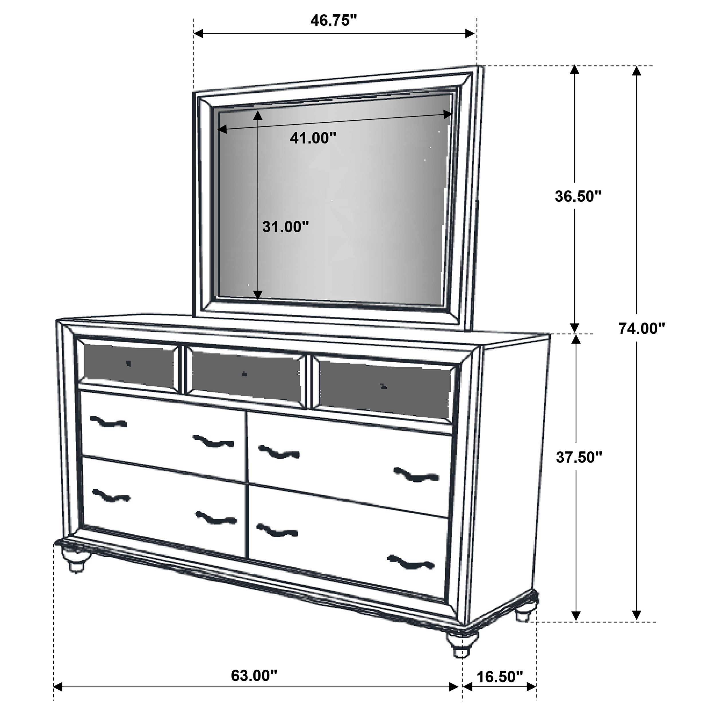 Barzini Dresser with Mirror - Ideal Furniture (Fresno,CA)