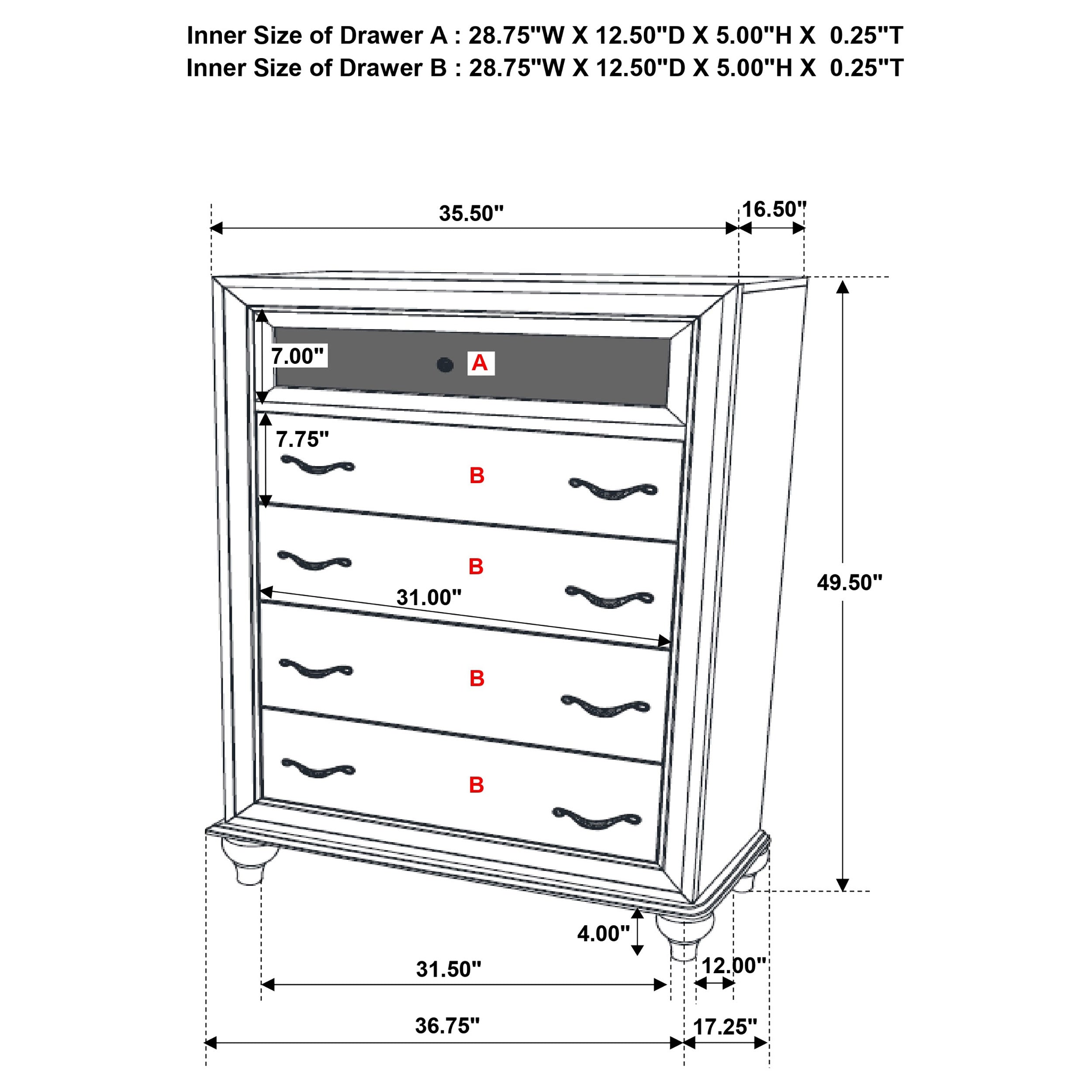 Barzini Chest of Drawers - Ideal Furniture (Fresno,CA)