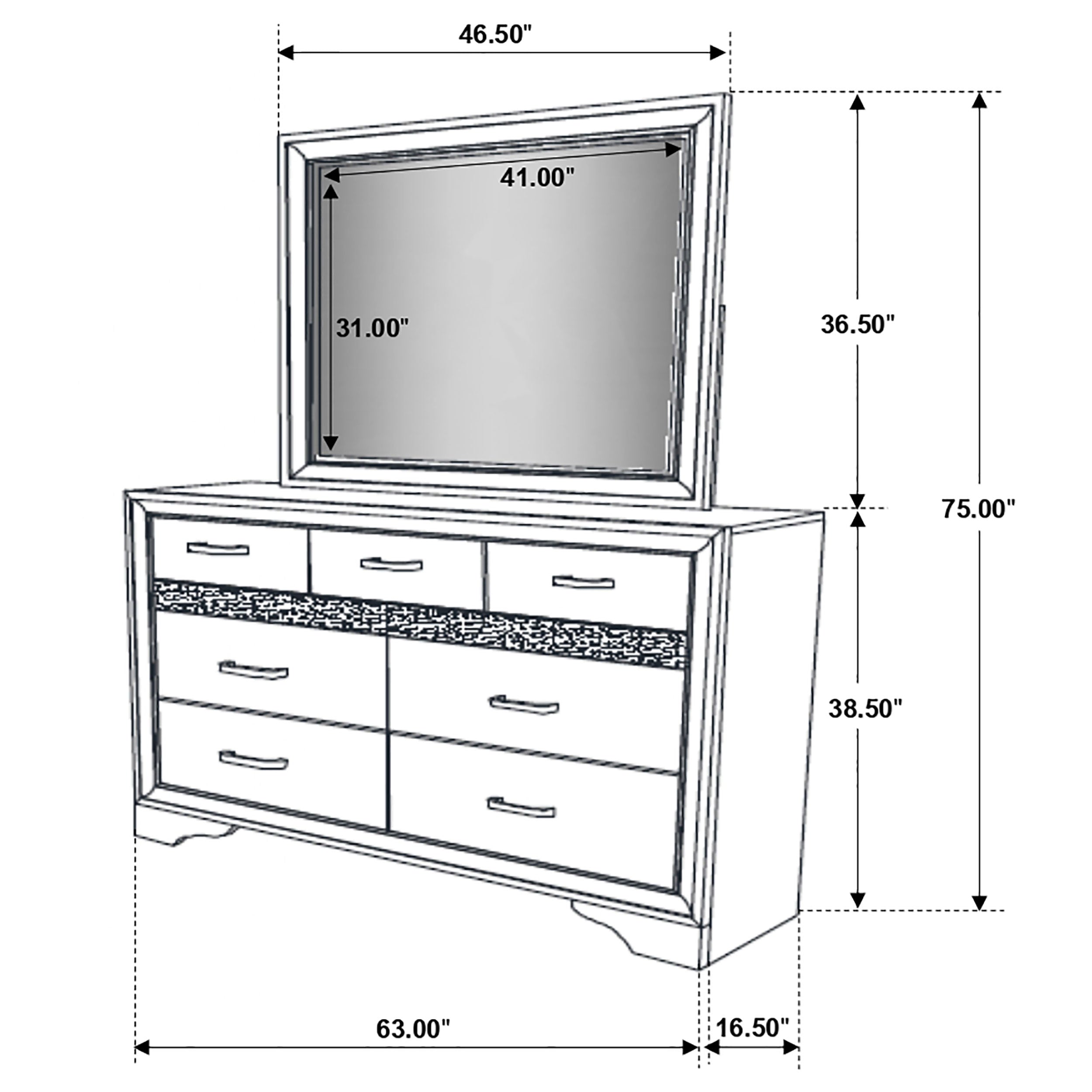 Miranda Dresser with Mirror - Ideal Furniture (Fresno,CA)