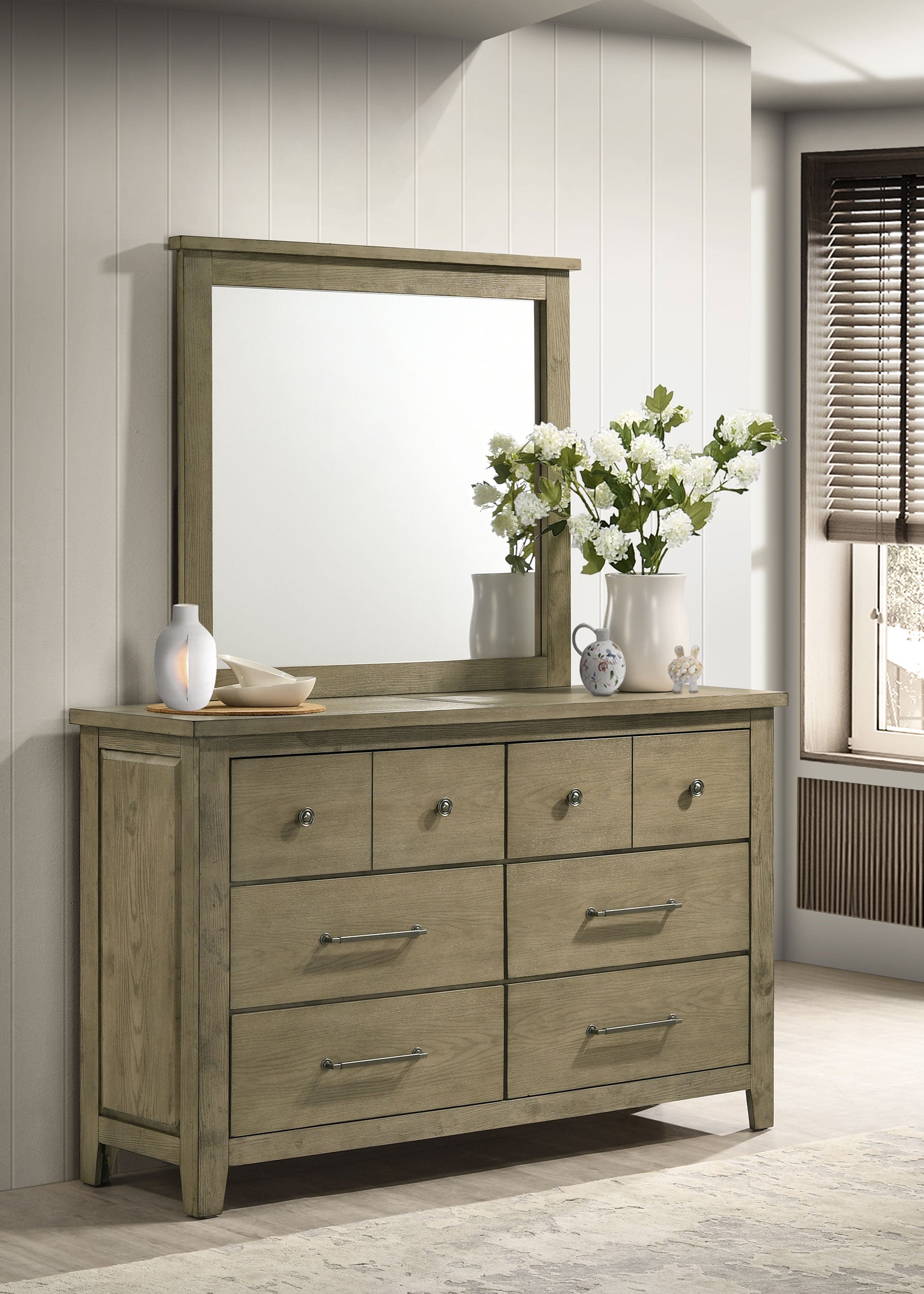Hazlewood Dresser with Mirror - Ideal Furniture (Fresno,CA)