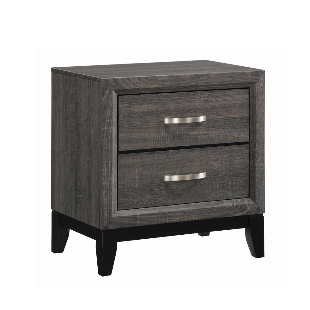 Watson 2-drawer Nightstand Grey Oak and Black - Ideal Furniture (Fresno,CA)