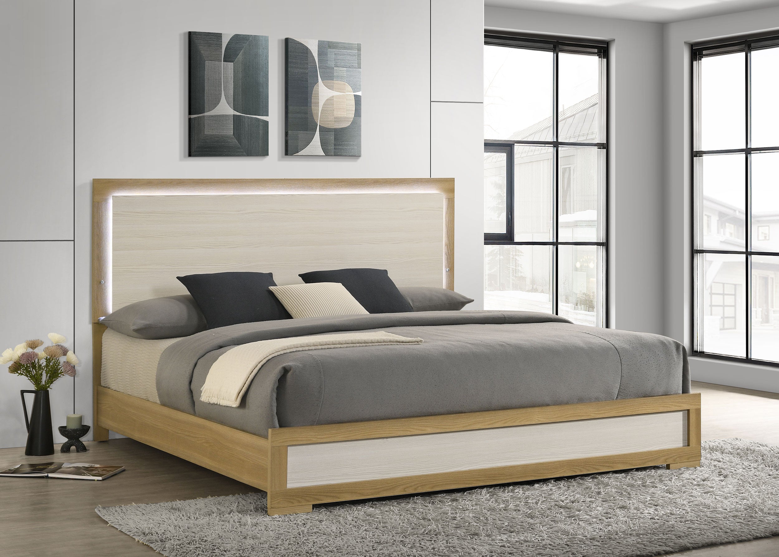 Hyland Panel Bed with LED Lighting - Ideal Furniture (Fresno,CA)