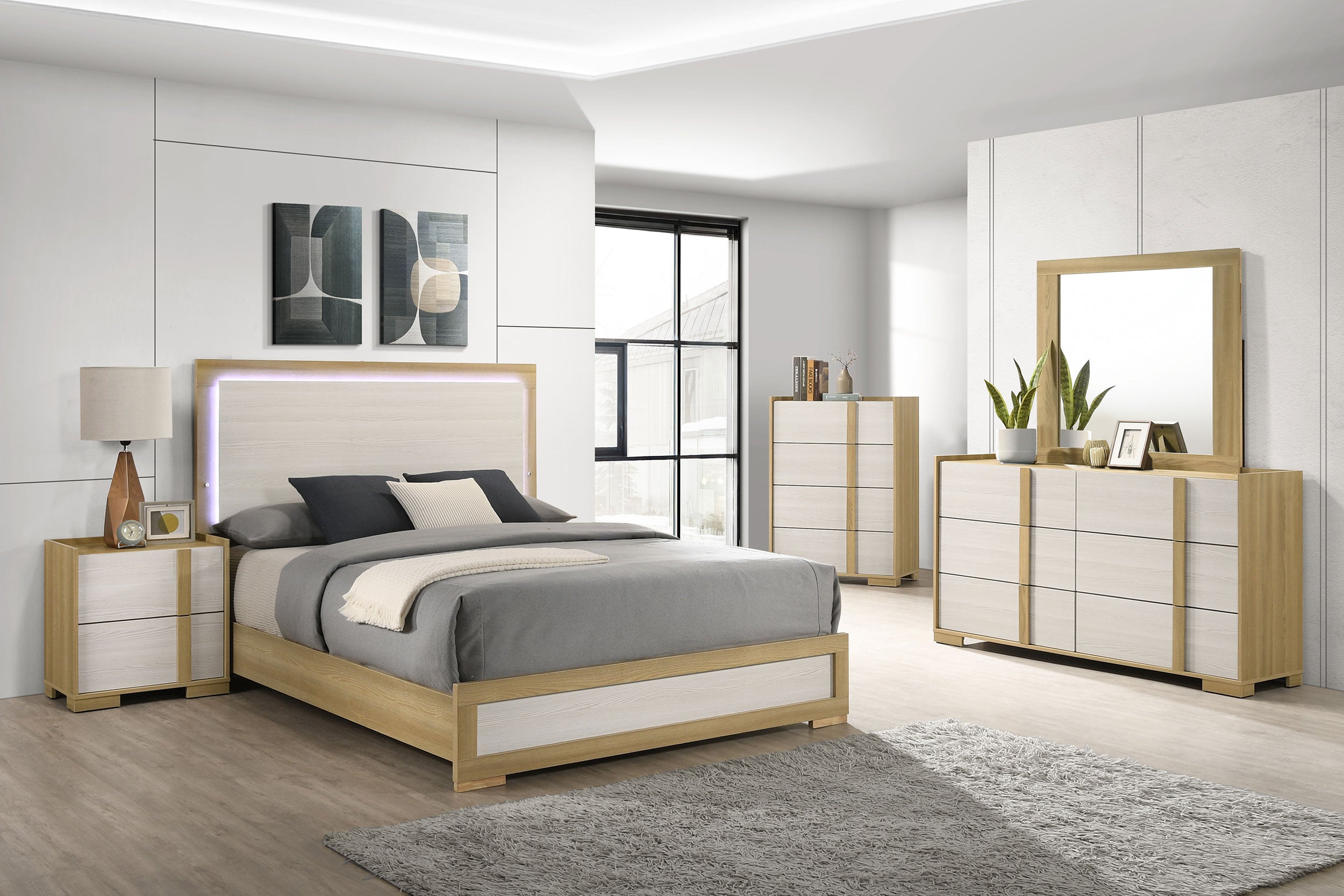 Hyland Panel Bed with LED Lighting - Ideal Furniture (Fresno,CA)