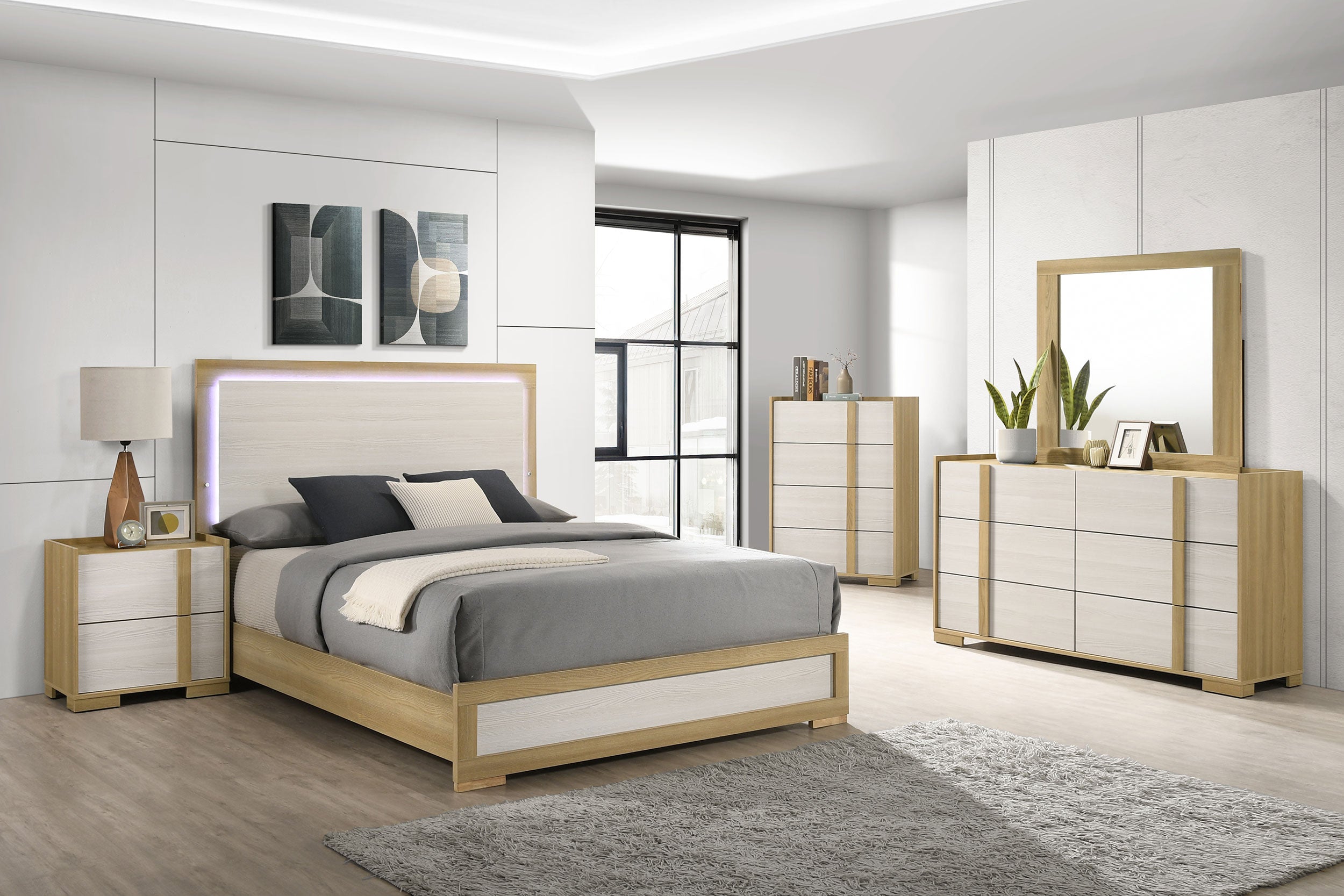 Hyland Panel Bed with LED Lighting - Ideal Furniture (Fresno,CA)