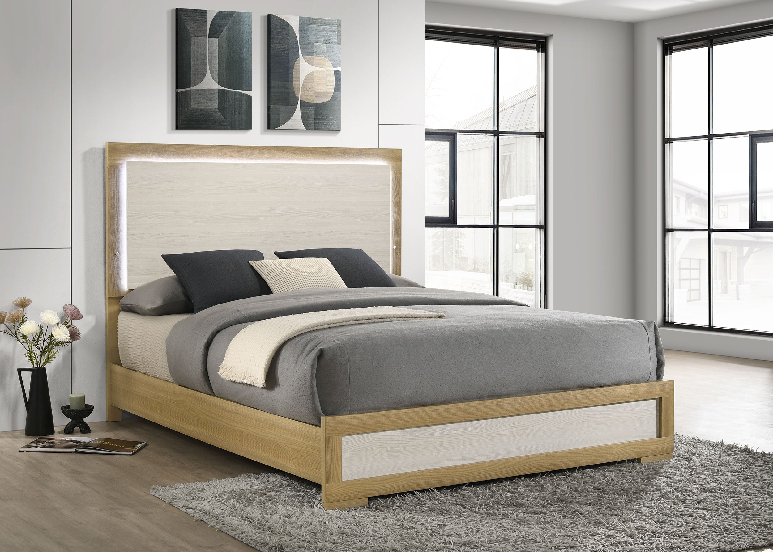 Hyland Panel Bed with LED Lighting - Ideal Furniture (Fresno,CA)
