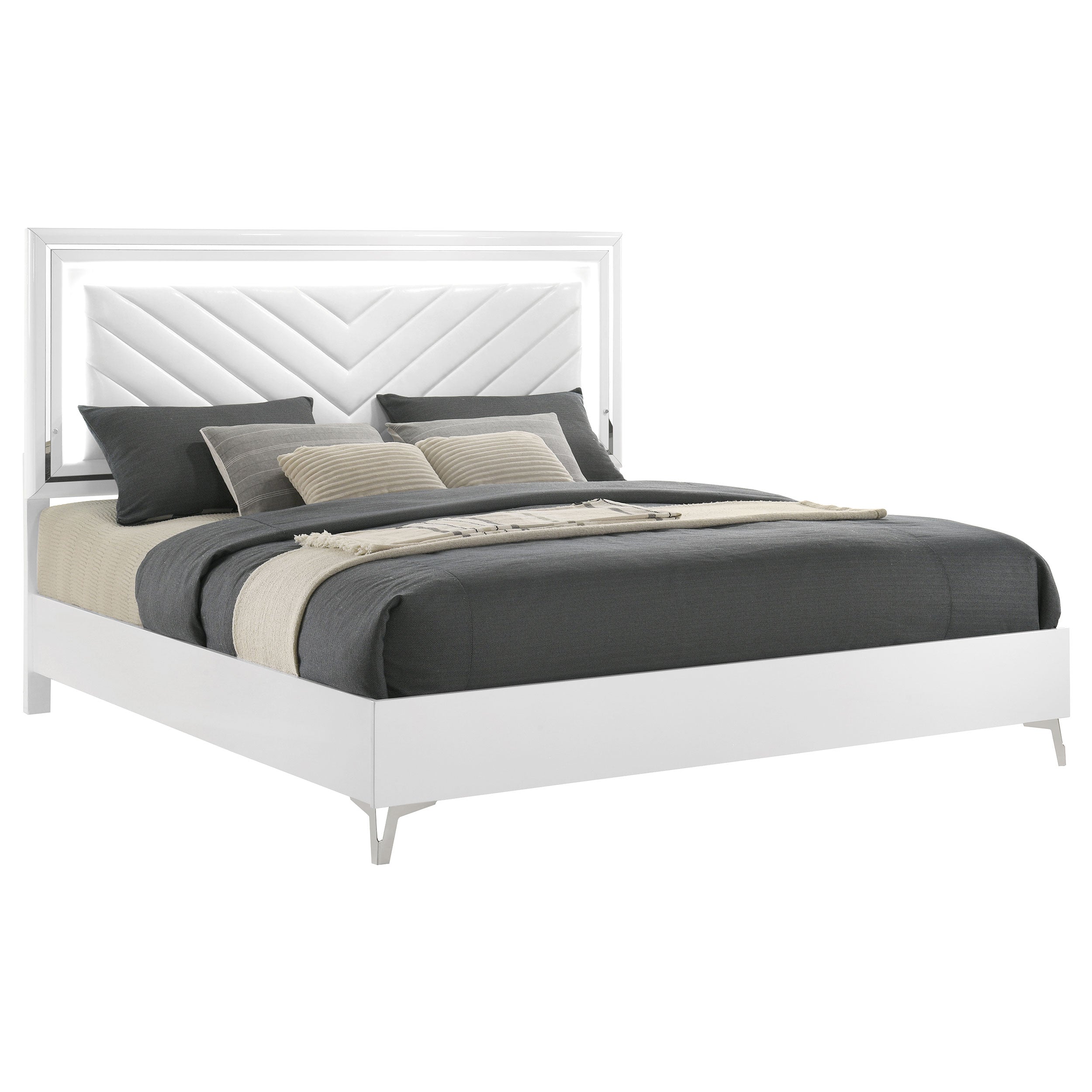 Cassia Panel Bed with LED Lighting - Ideal Furniture (Fresno,CA)