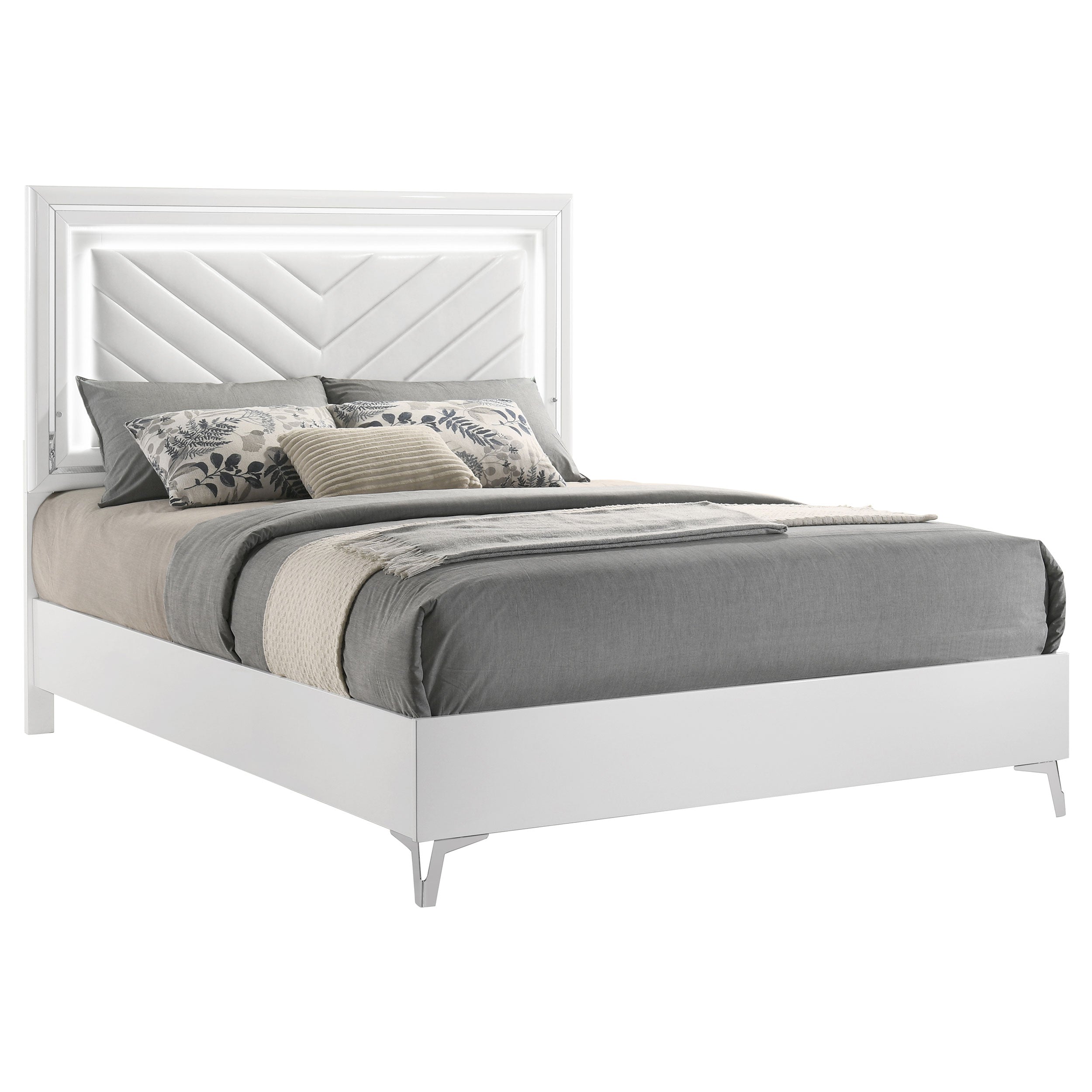 Cassia Panel Bed with LED Lighting - Ideal Furniture (Fresno,CA)