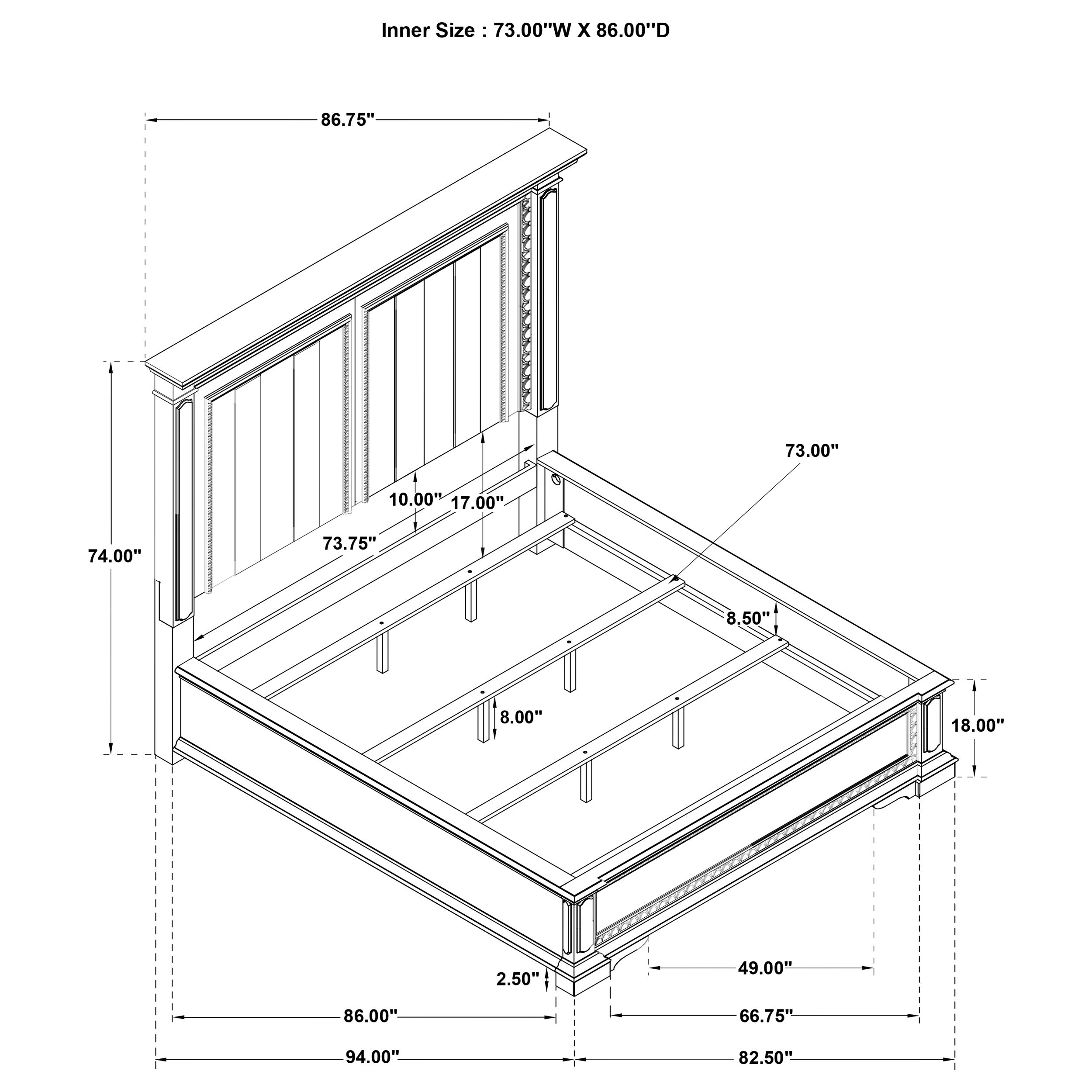 McKinney Panel Bed with LED Lighting - Ideal Furniture (Fresno,CA)