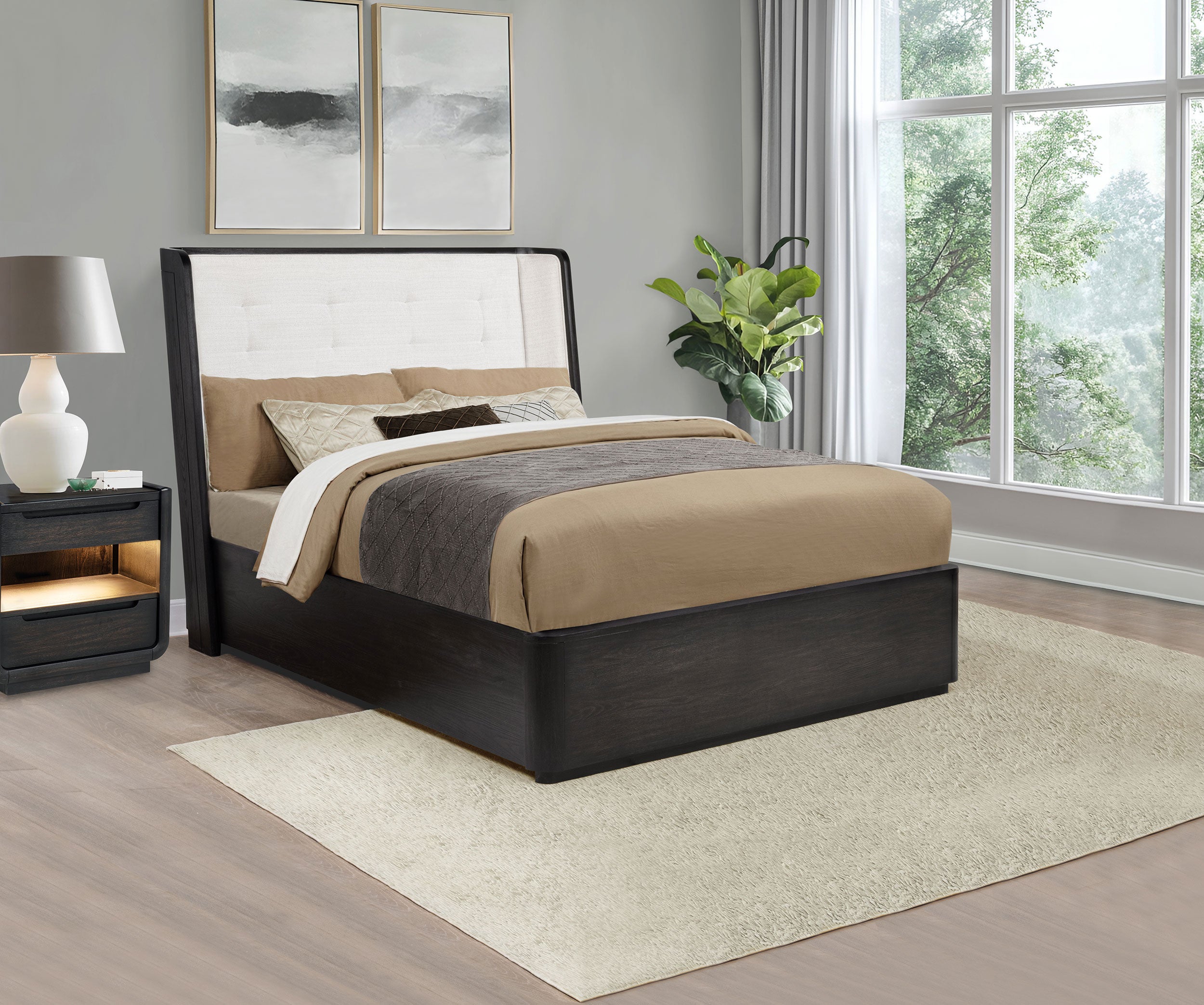 Leandro Wingback Bed - Ideal Furniture (Fresno,CA)