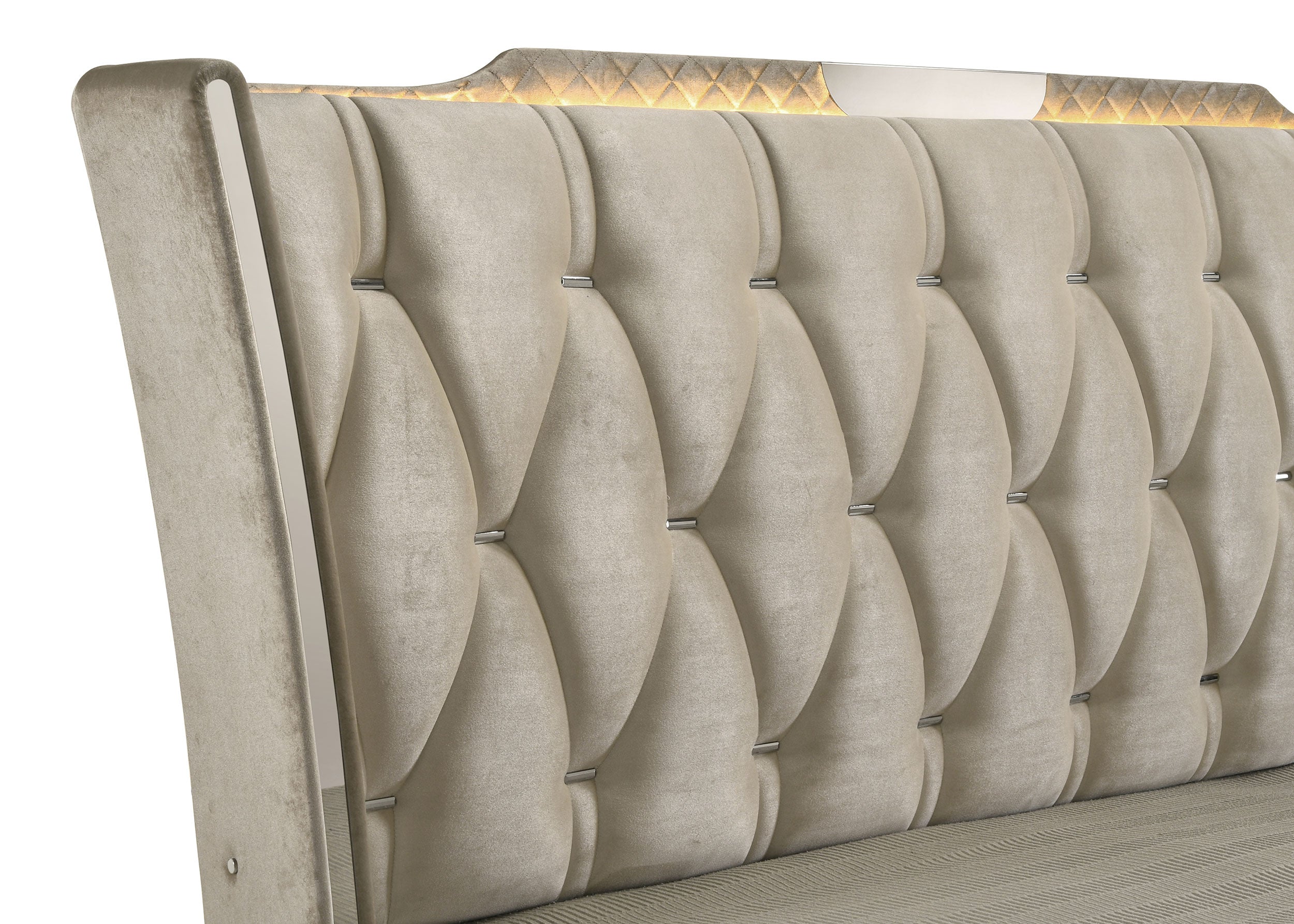 Lorient Wingback Bed with LED Lighting - Ideal Furniture (Fresno,CA)