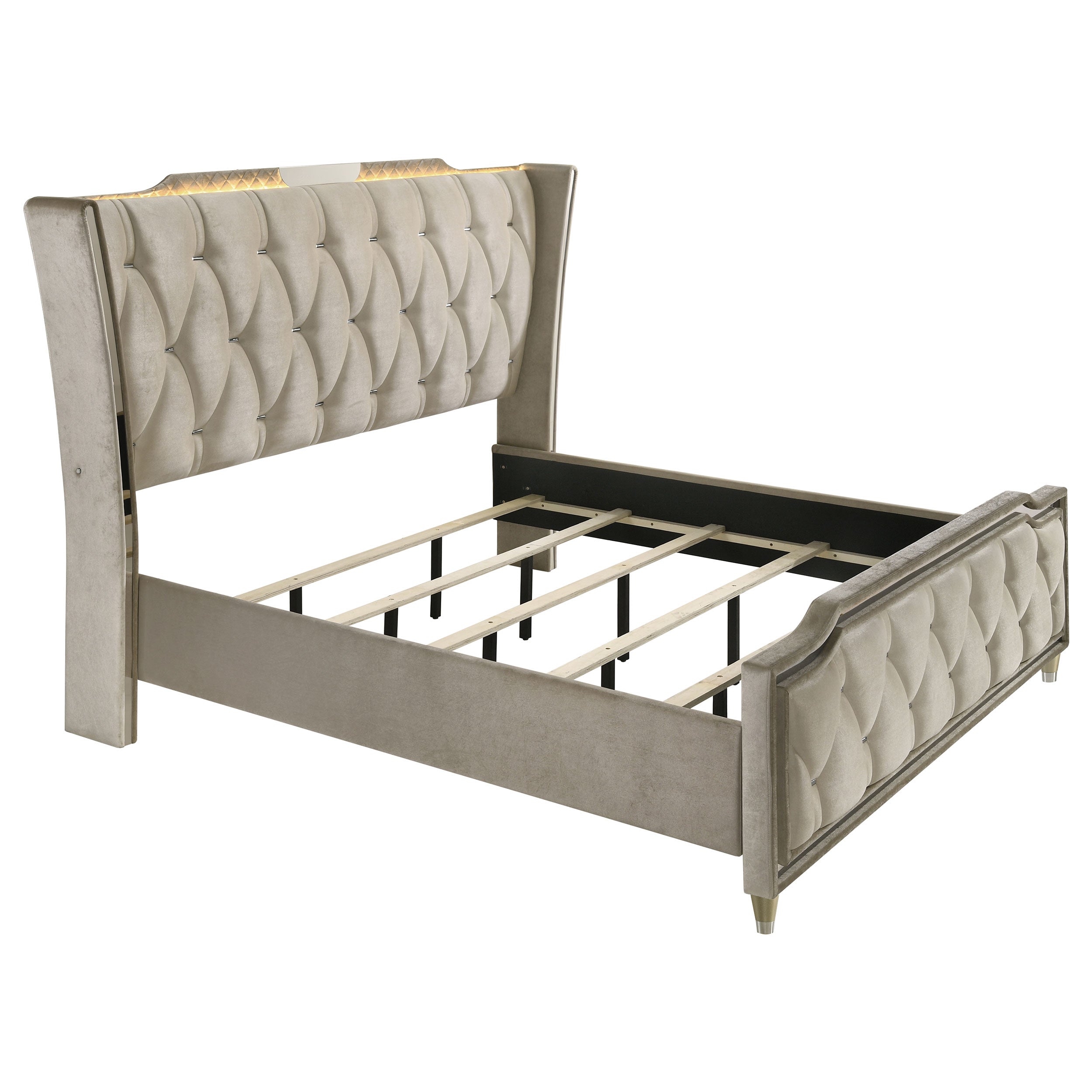 Lorient Wingback Bed with LED Lighting - Ideal Furniture (Fresno,CA)