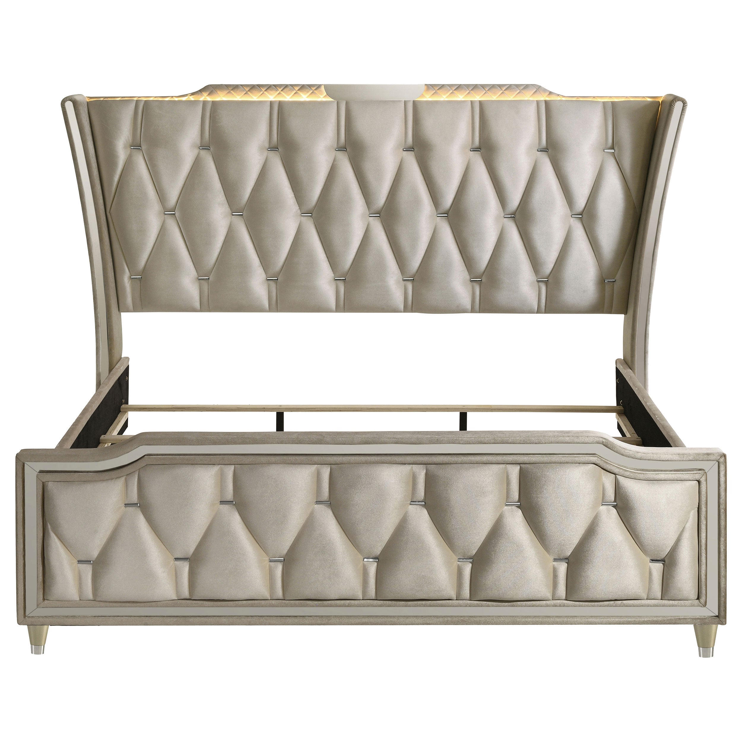 Lorient Wingback Bed with LED Lighting - Ideal Furniture (Fresno,CA)