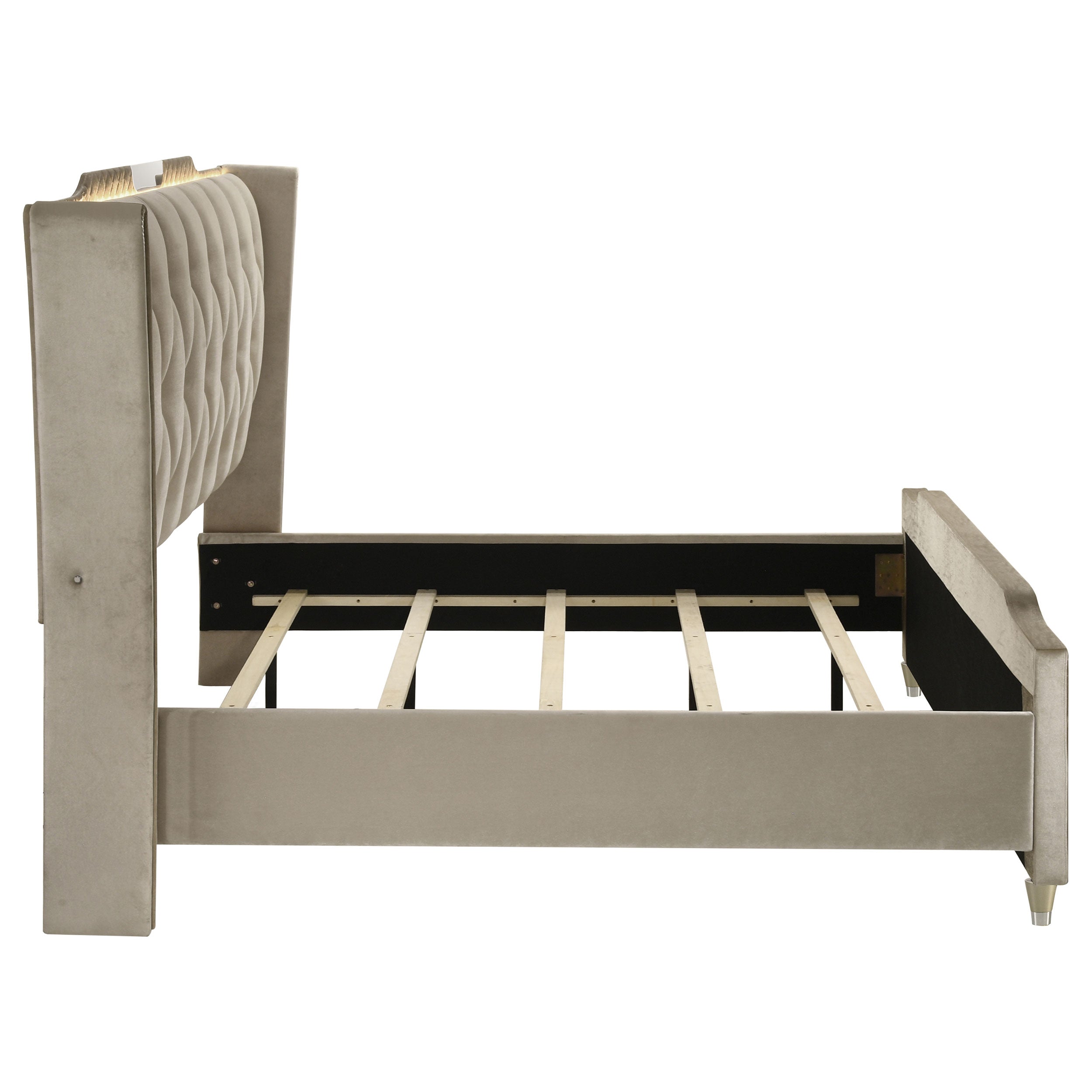 Lorient Wingback Bed with LED Lighting - Ideal Furniture (Fresno,CA)
