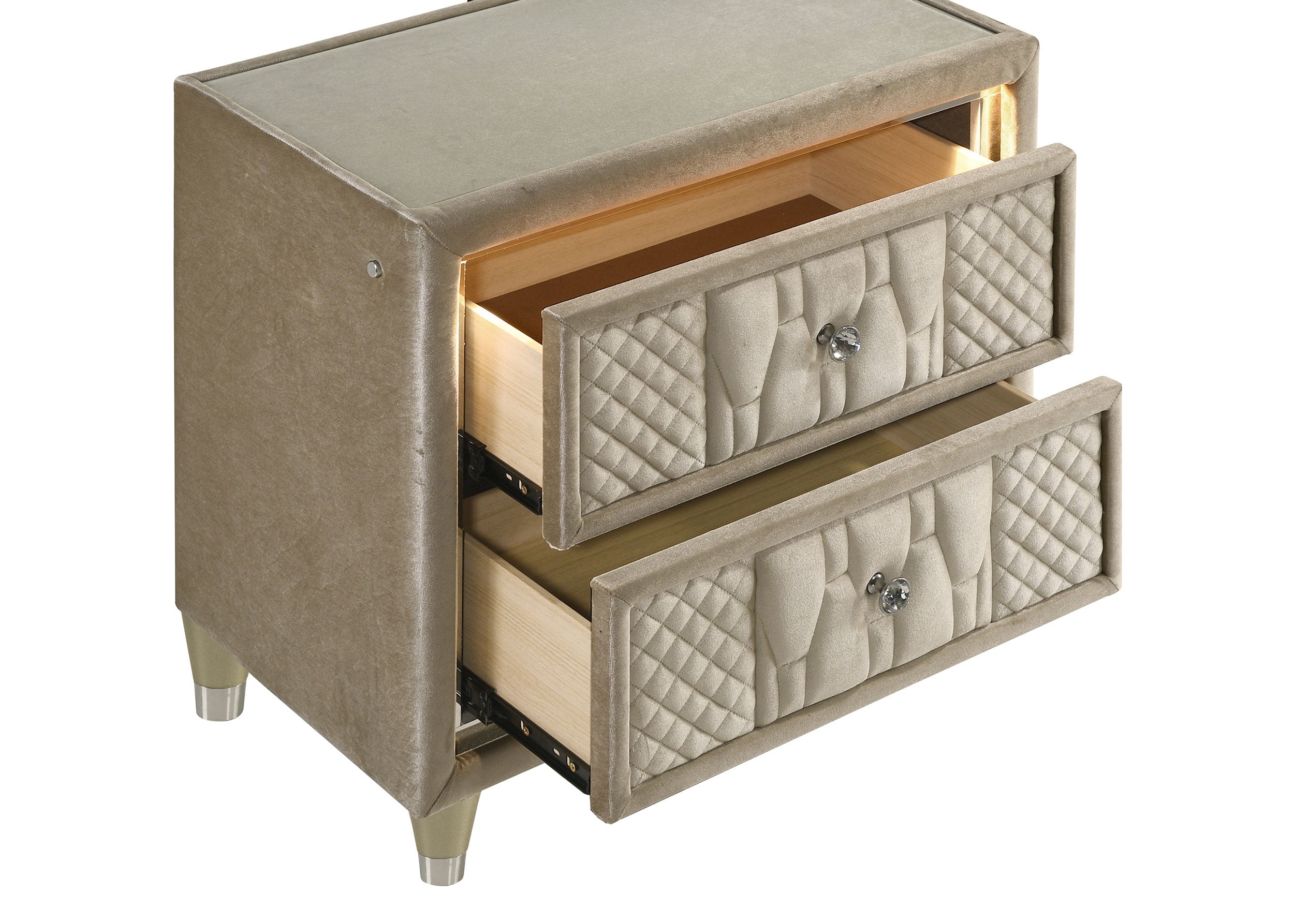 Lorient Nightstand with LED Lighting - Ideal Furniture (Fresno,CA)