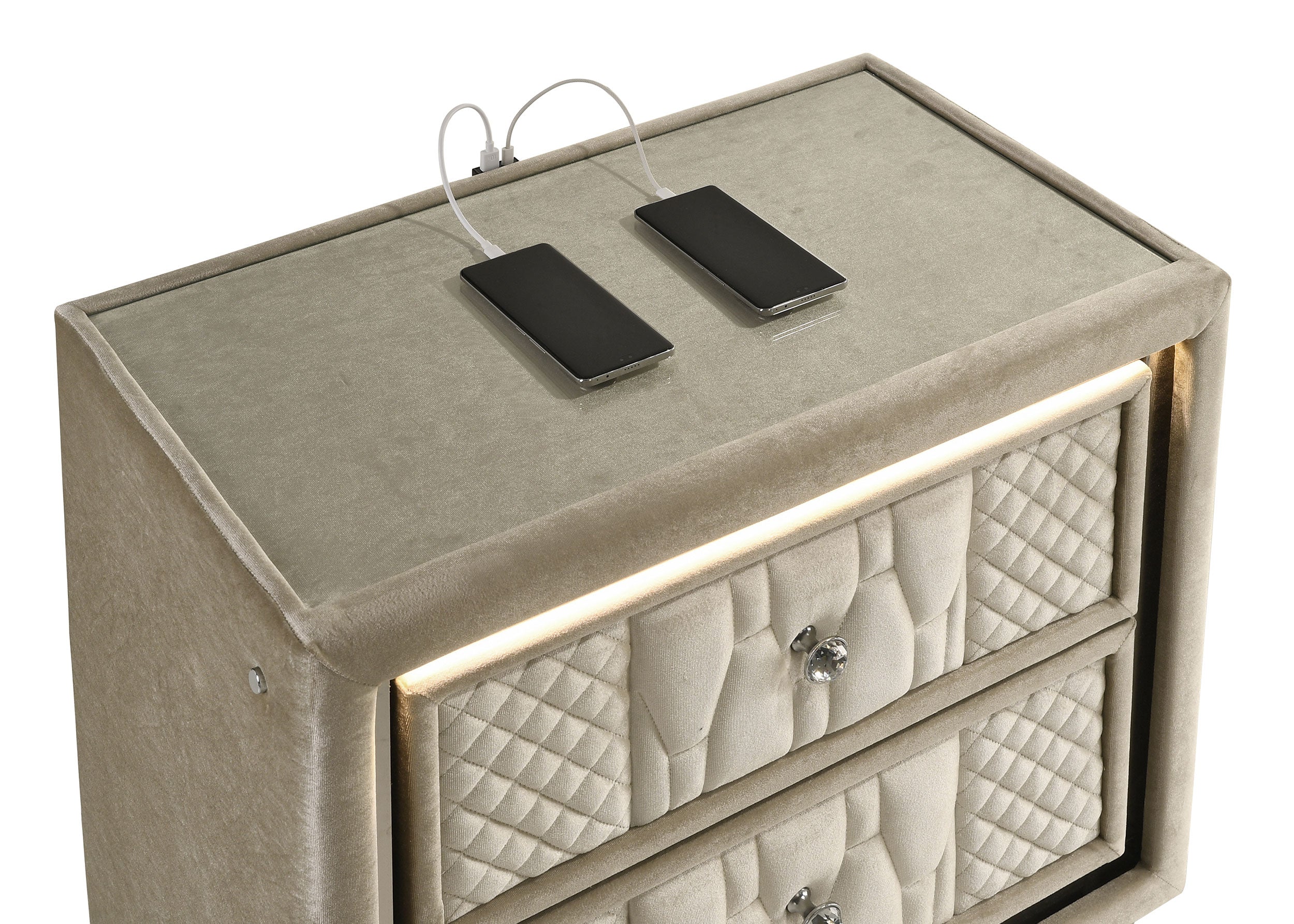 Lorient Nightstand with LED Lighting - Ideal Furniture (Fresno,CA)