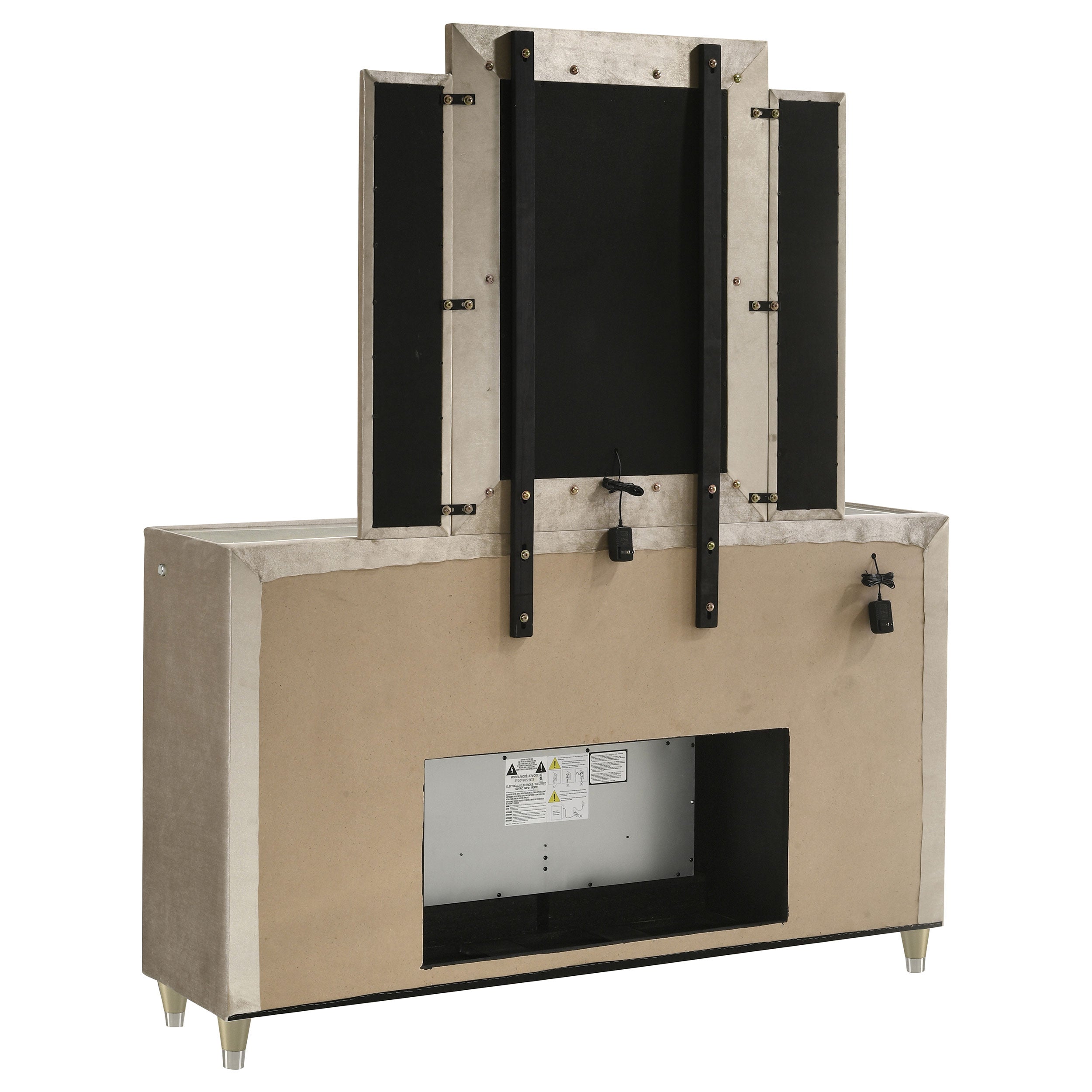 Lorient LED Dresser with LED Mirror and Flame Visualizer - Ideal Furniture (Fresno,CA)