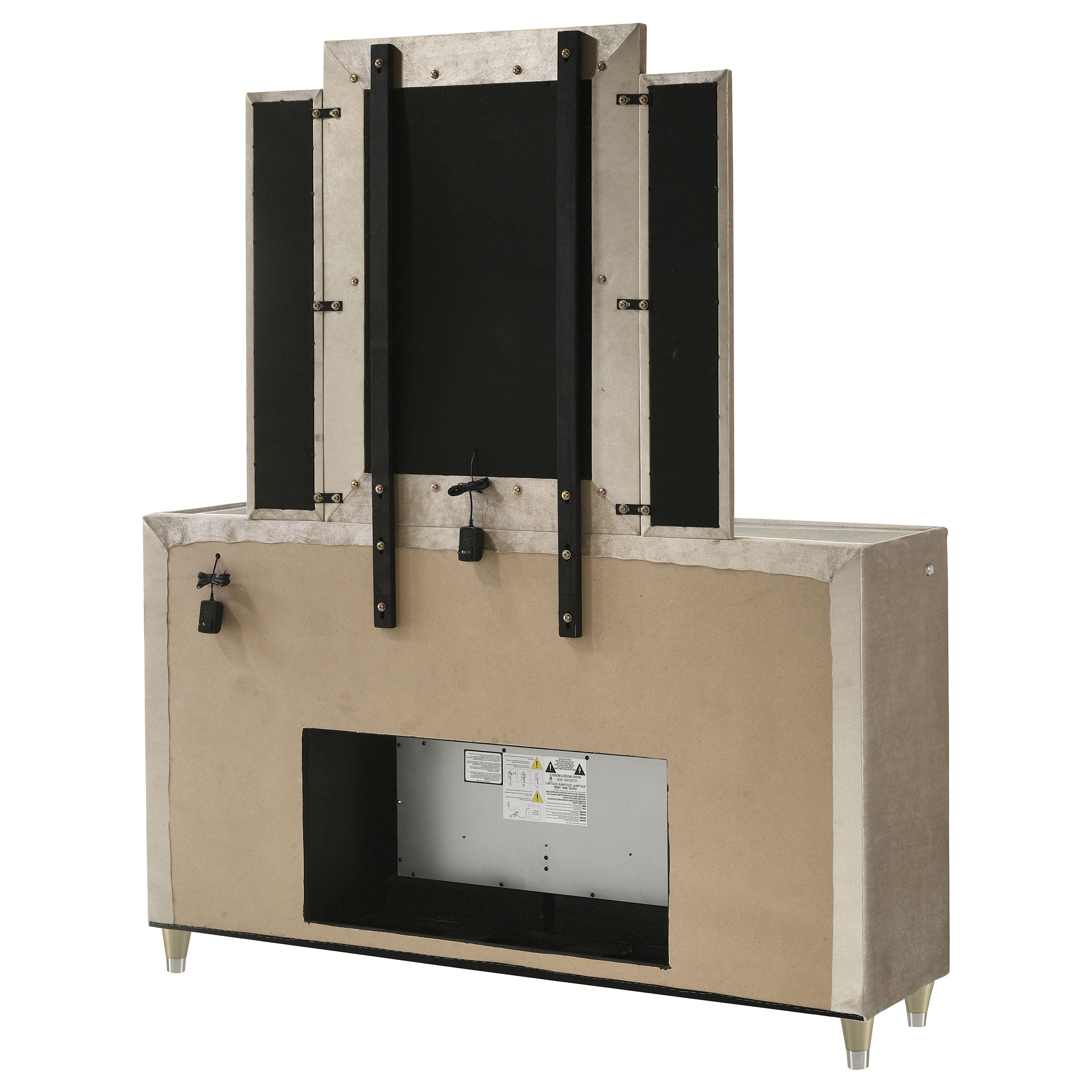 Lorient LED Dresser with LED Mirror and Flame Visualizer - Ideal Furniture (Fresno,CA)