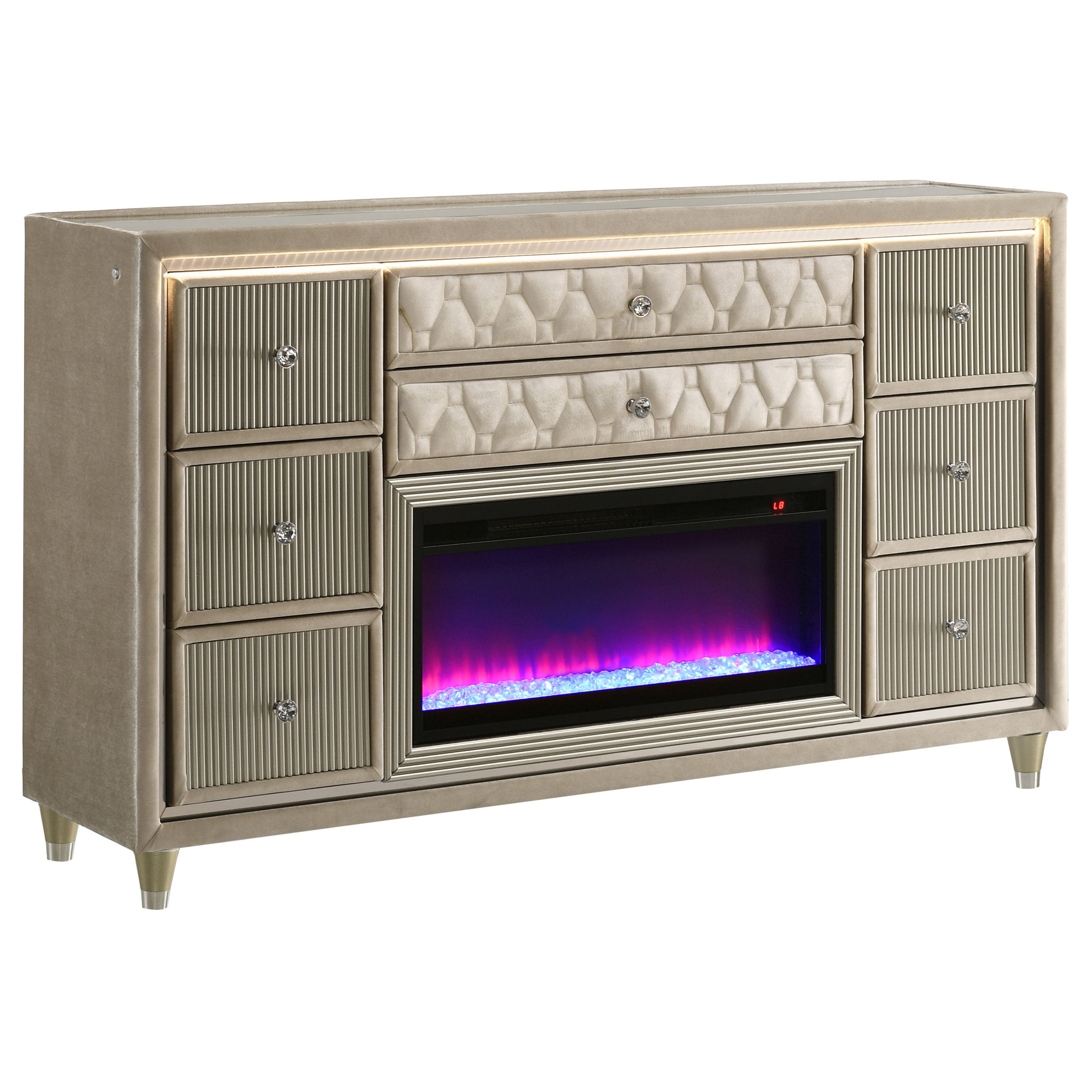Lorient LED Dresser with Flame Visualizer - Ideal Furniture (Fresno,CA)