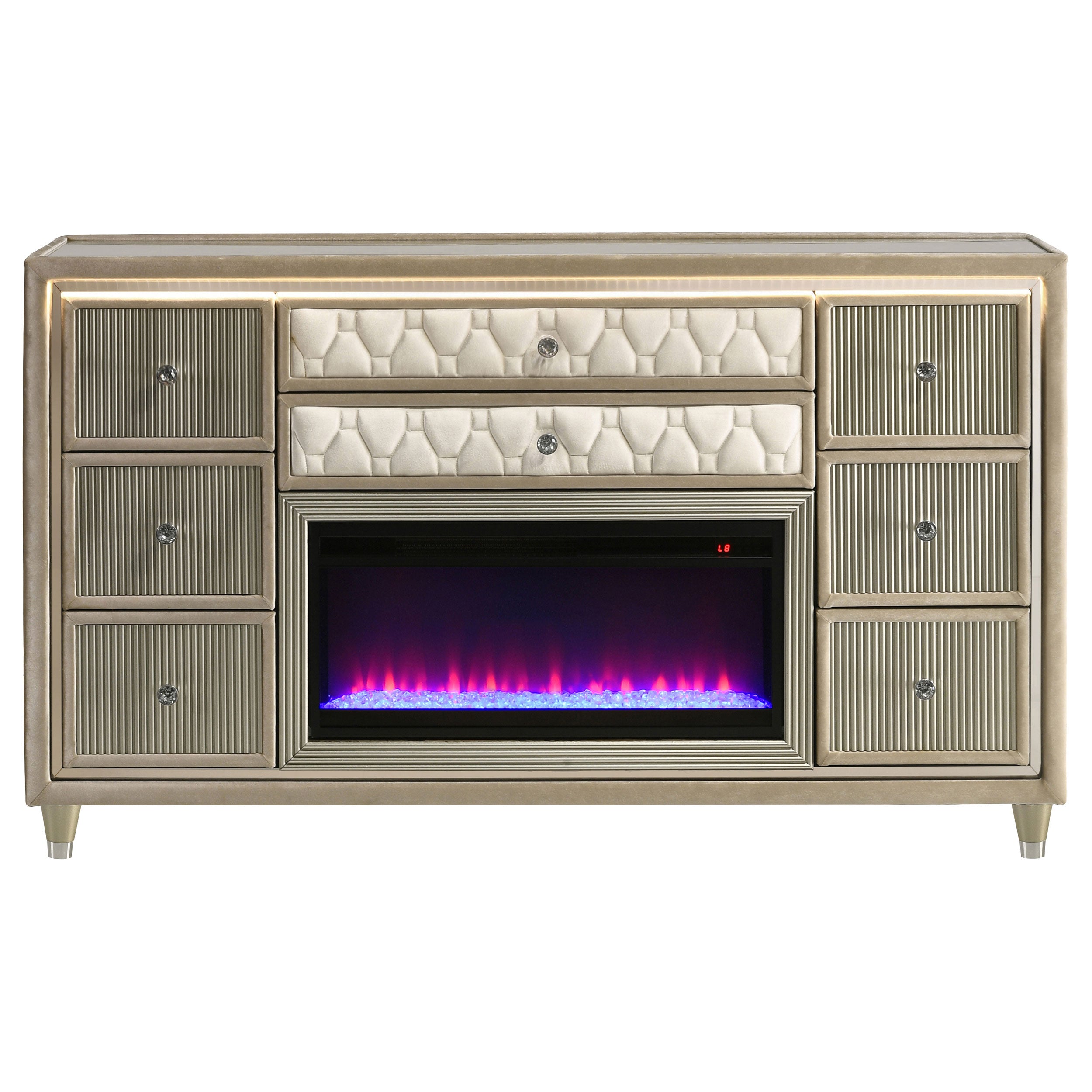 Lorient LED Dresser with Flame Visualizer - Ideal Furniture (Fresno,CA)