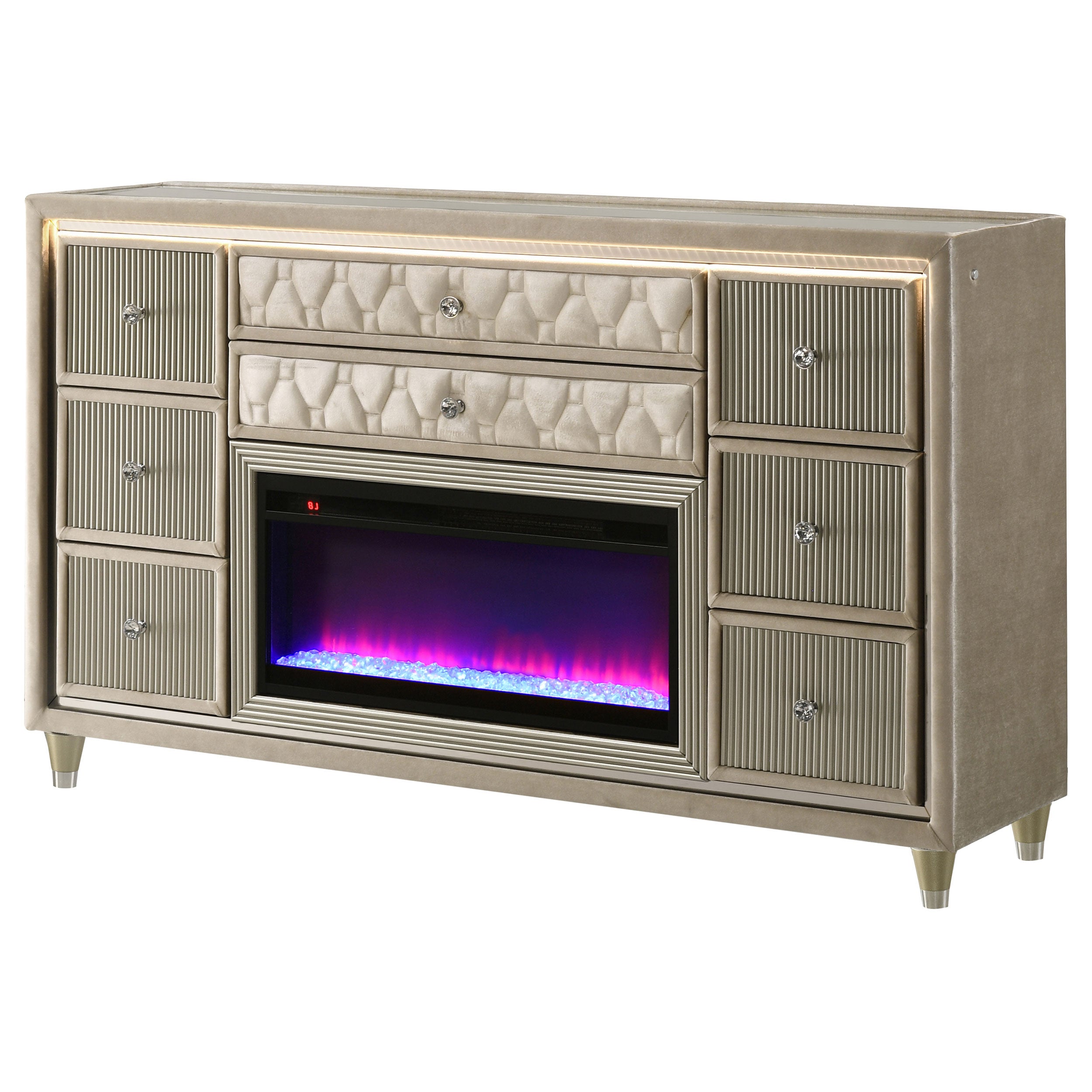 Lorient LED Dresser with Flame Visualizer - Ideal Furniture (Fresno,CA)