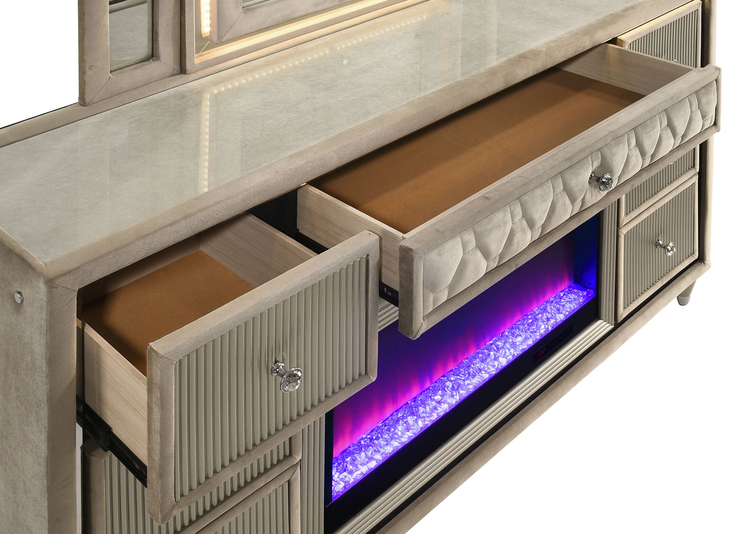 Lorient LED Dresser with Flame Visualizer - Ideal Furniture (Fresno,CA)