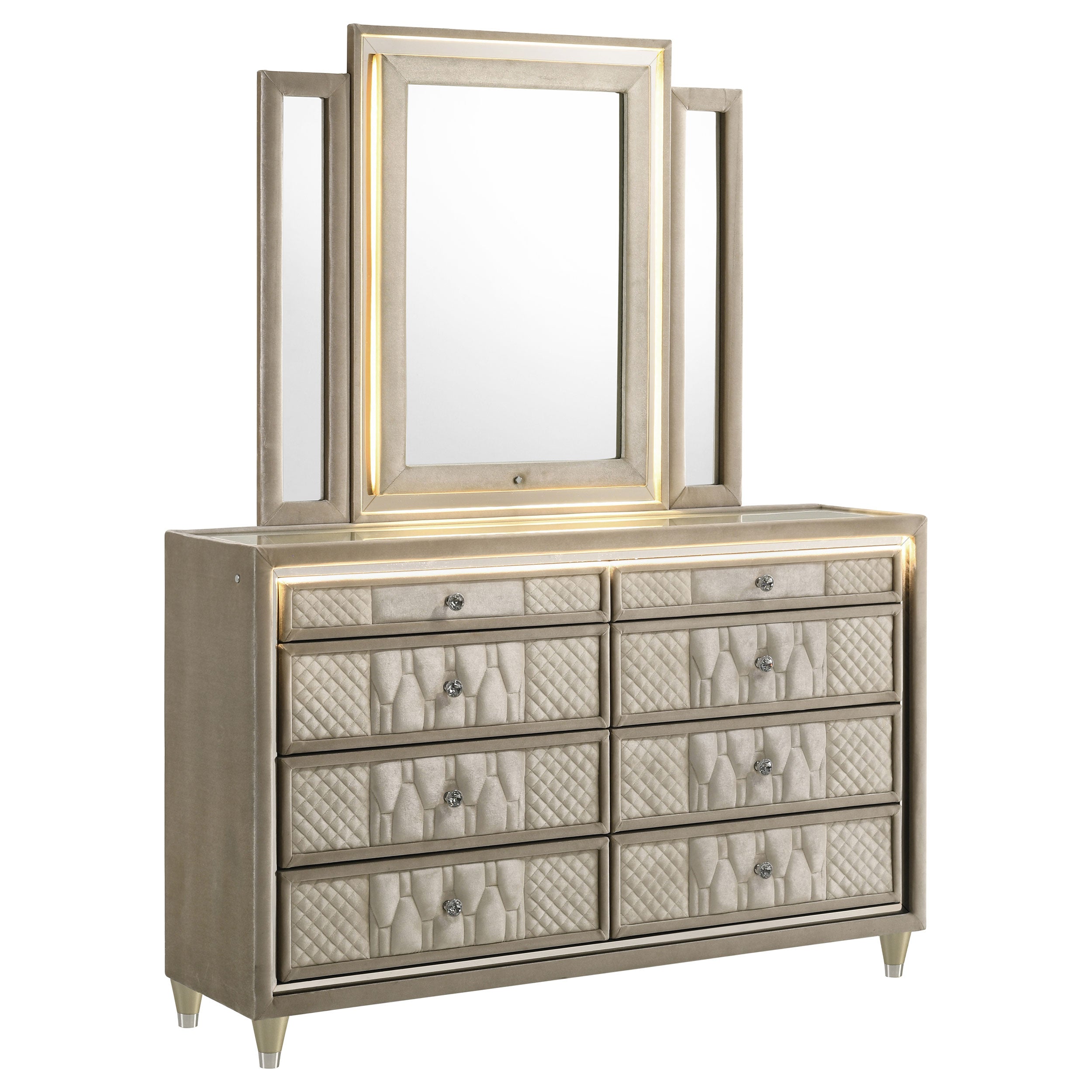 Lorient LED Dresser with LED Mirror - Ideal Furniture (Fresno,CA)