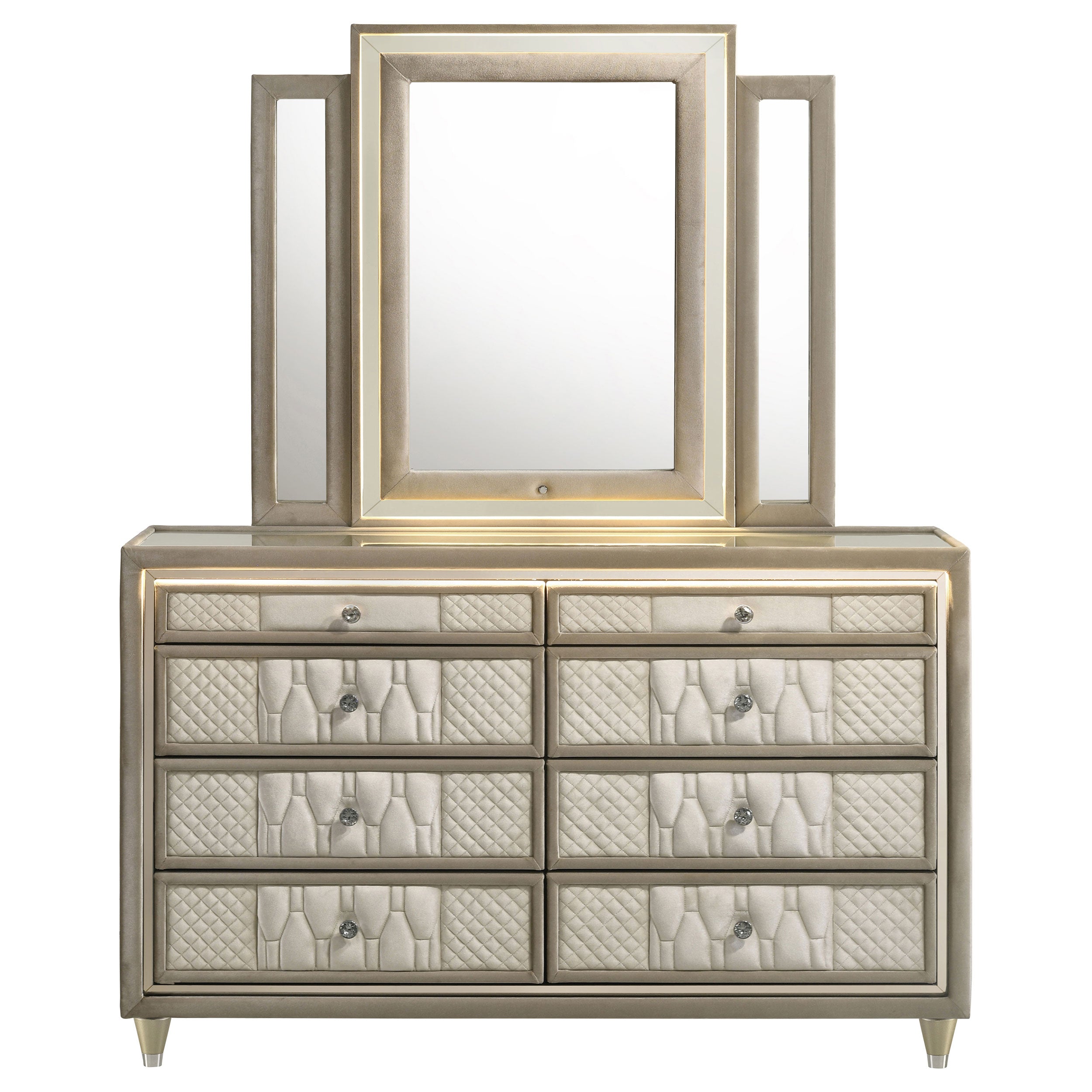 Lorient LED Dresser with LED Mirror - Ideal Furniture (Fresno,CA)