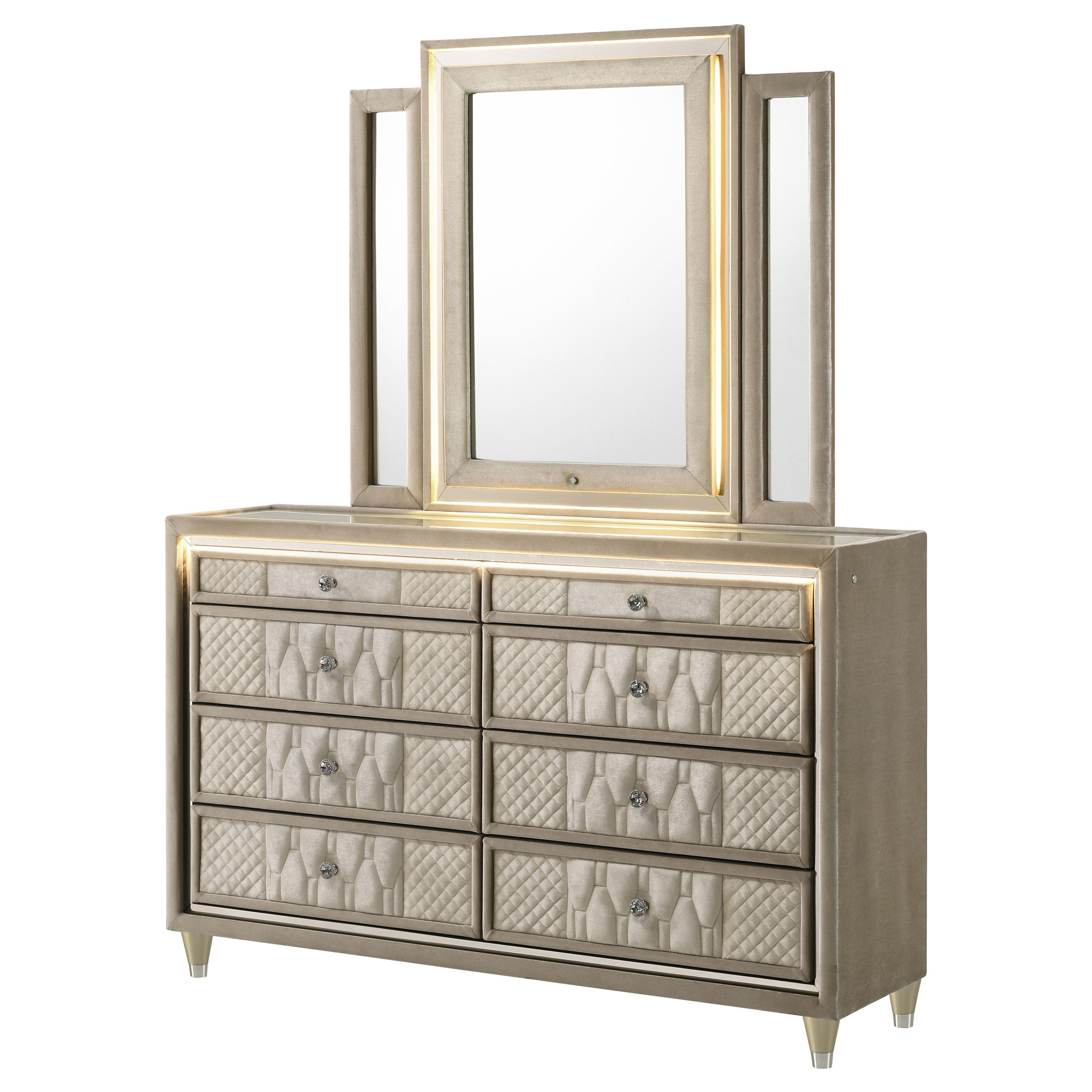 Lorient LED Dresser with LED Mirror - Ideal Furniture (Fresno,CA)