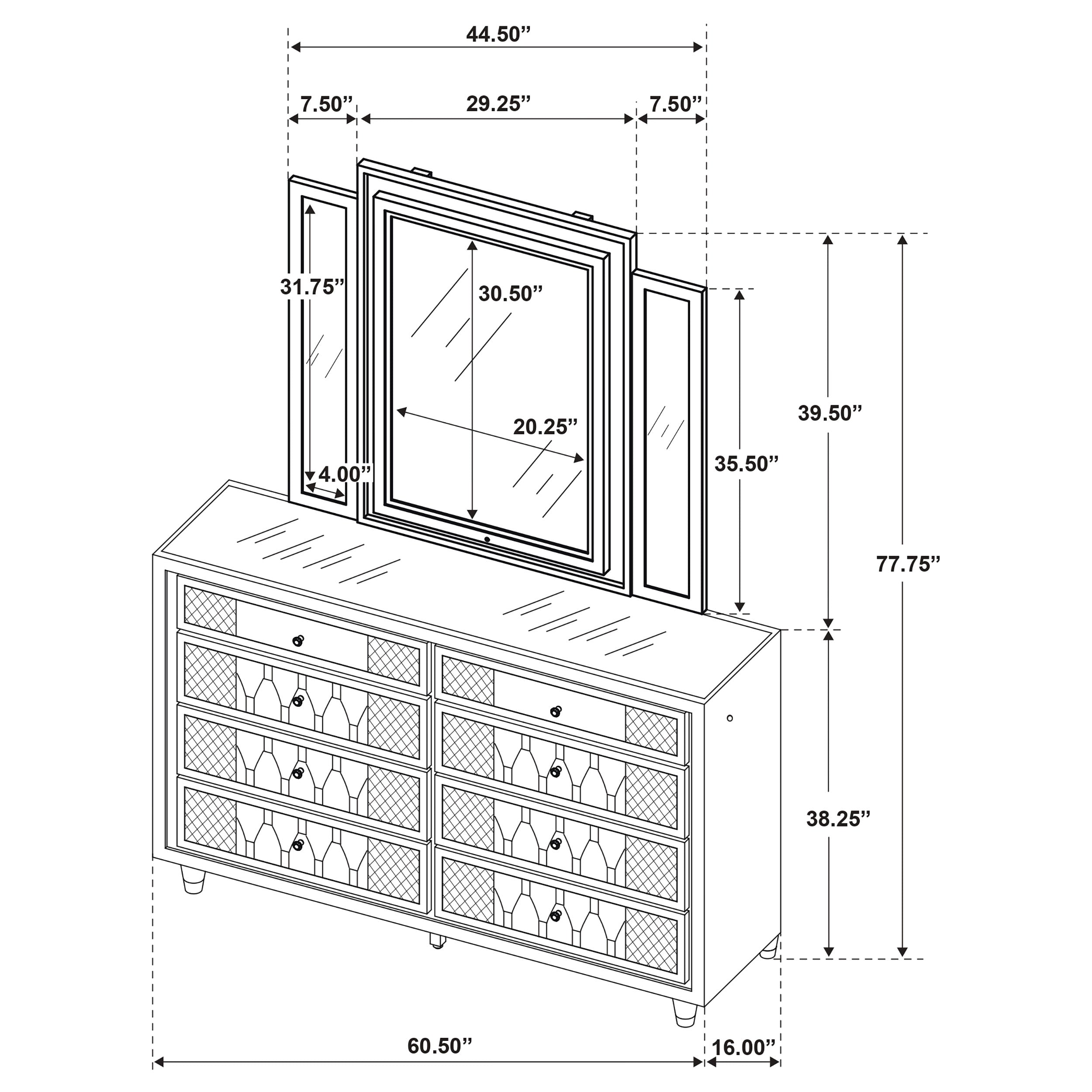 Lorient LED Dresser with LED Mirror - Ideal Furniture (Fresno,CA)