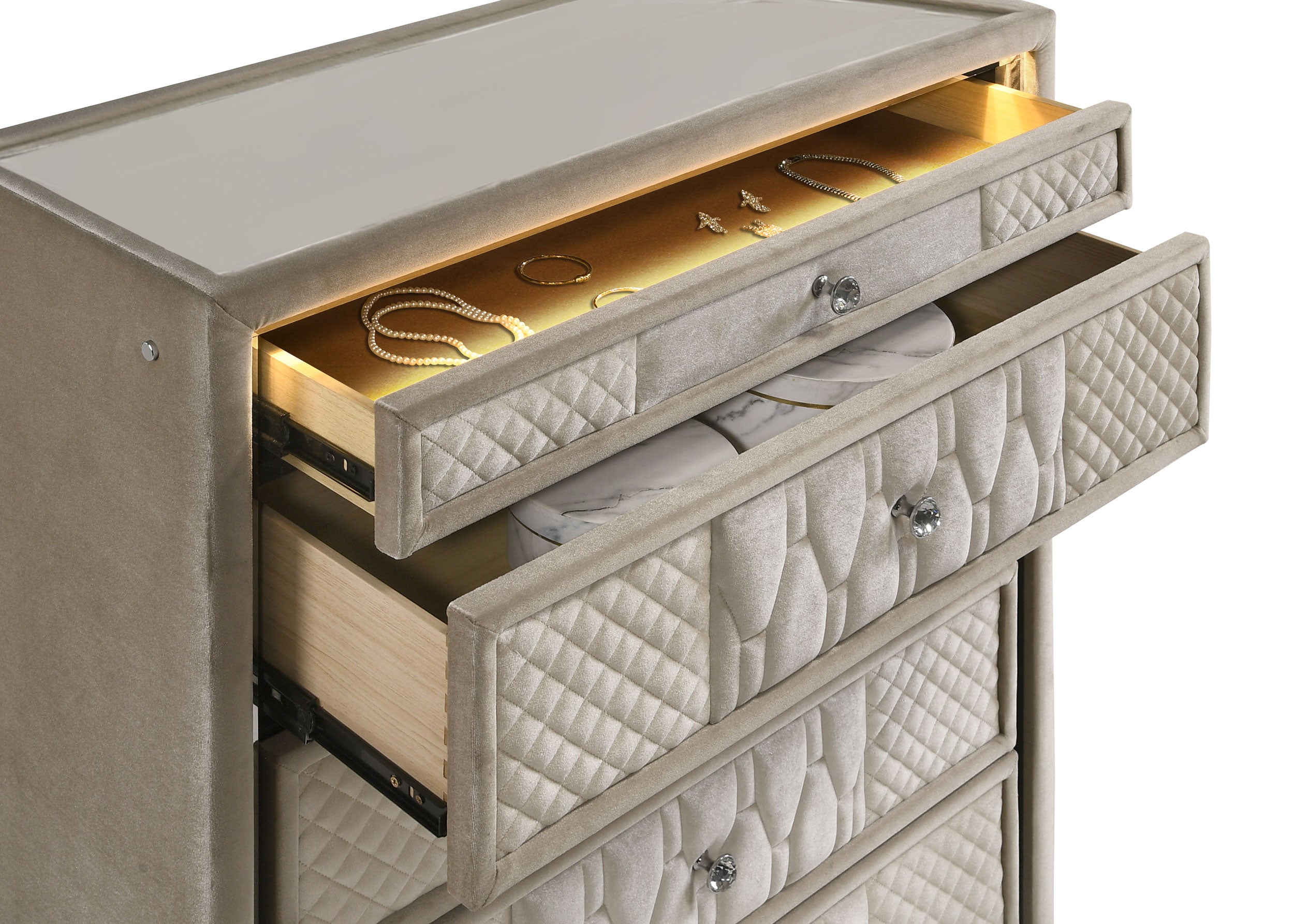 Lorient Chest of Drawers with LED Lighting - Ideal Furniture (Fresno,CA)