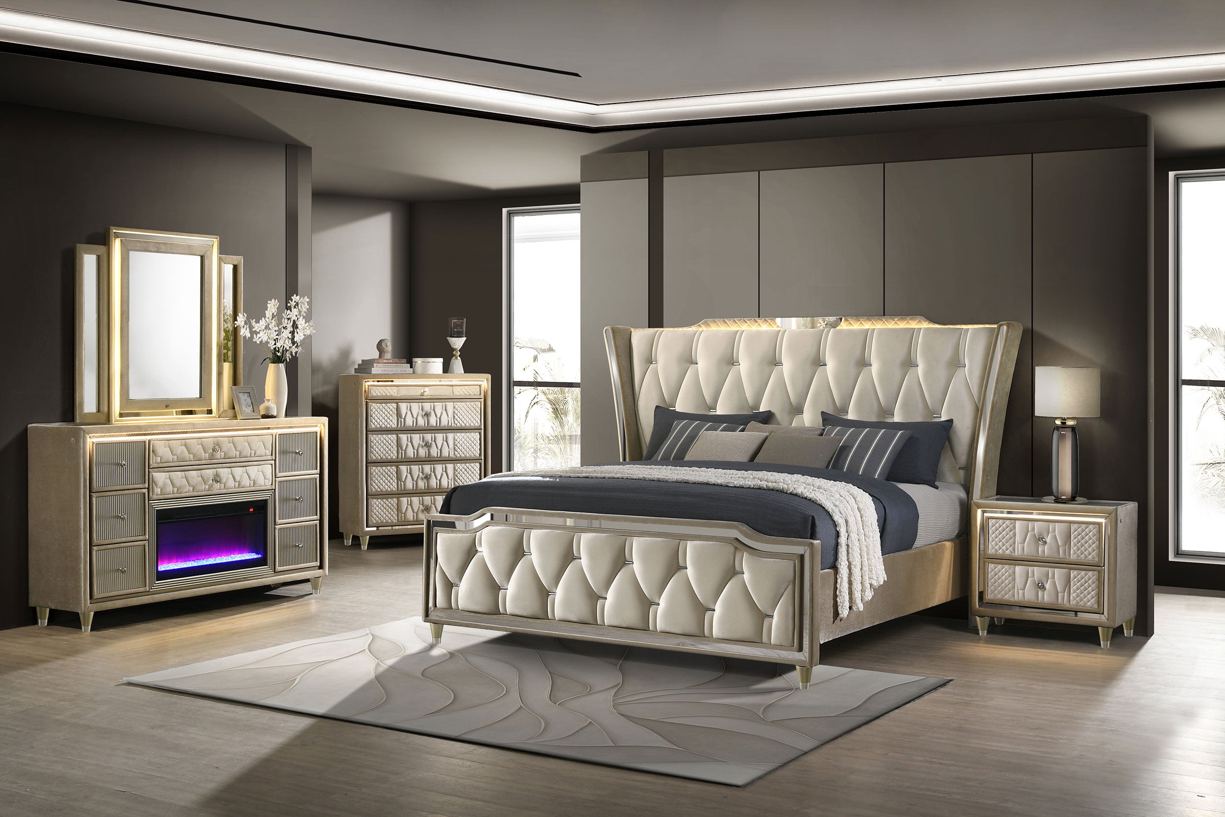 Lorient Chest of Drawers with LED Lighting - Ideal Furniture (Fresno,CA)