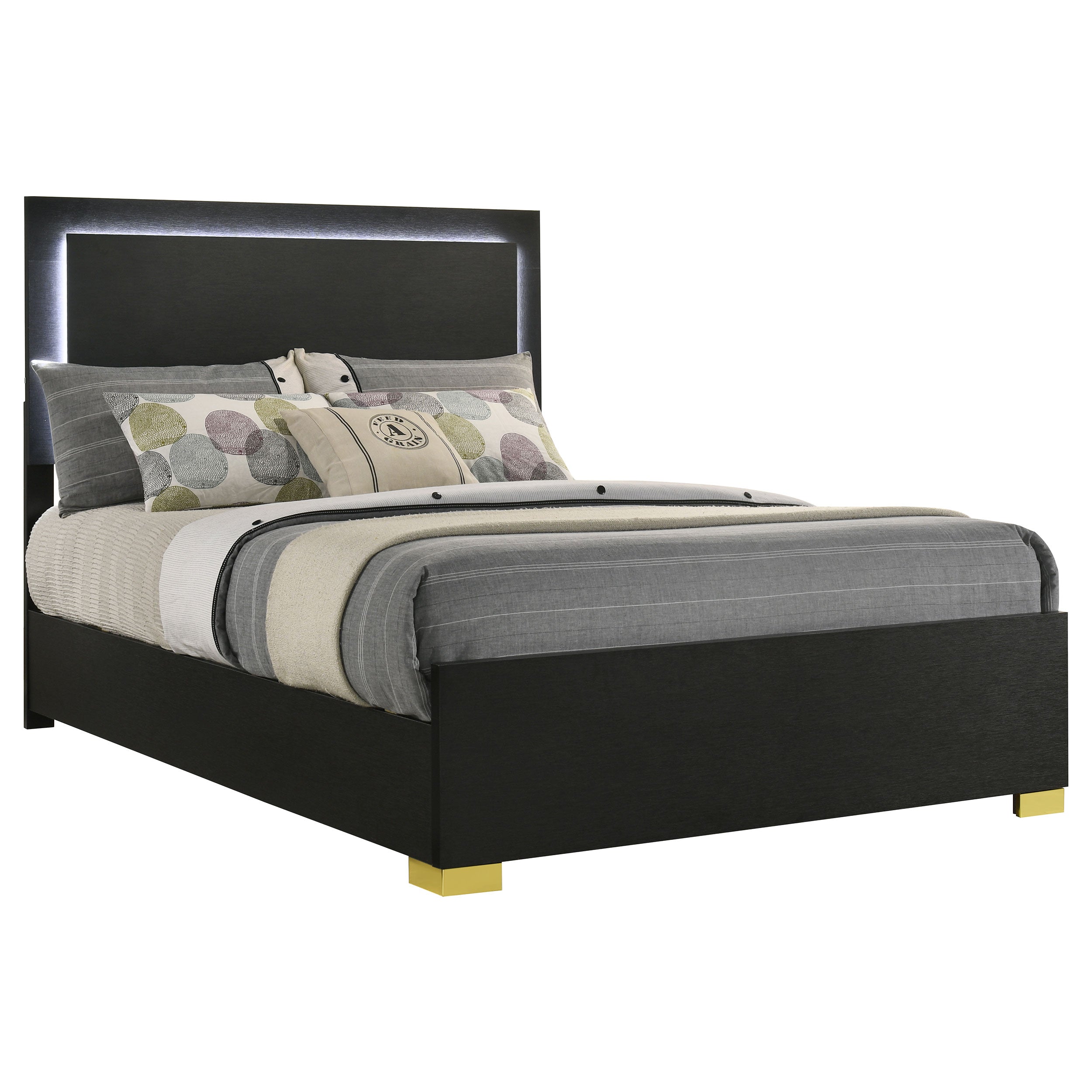 Marceline Panel Bed with LED Lighting - Ideal Furniture (Fresno,CA)