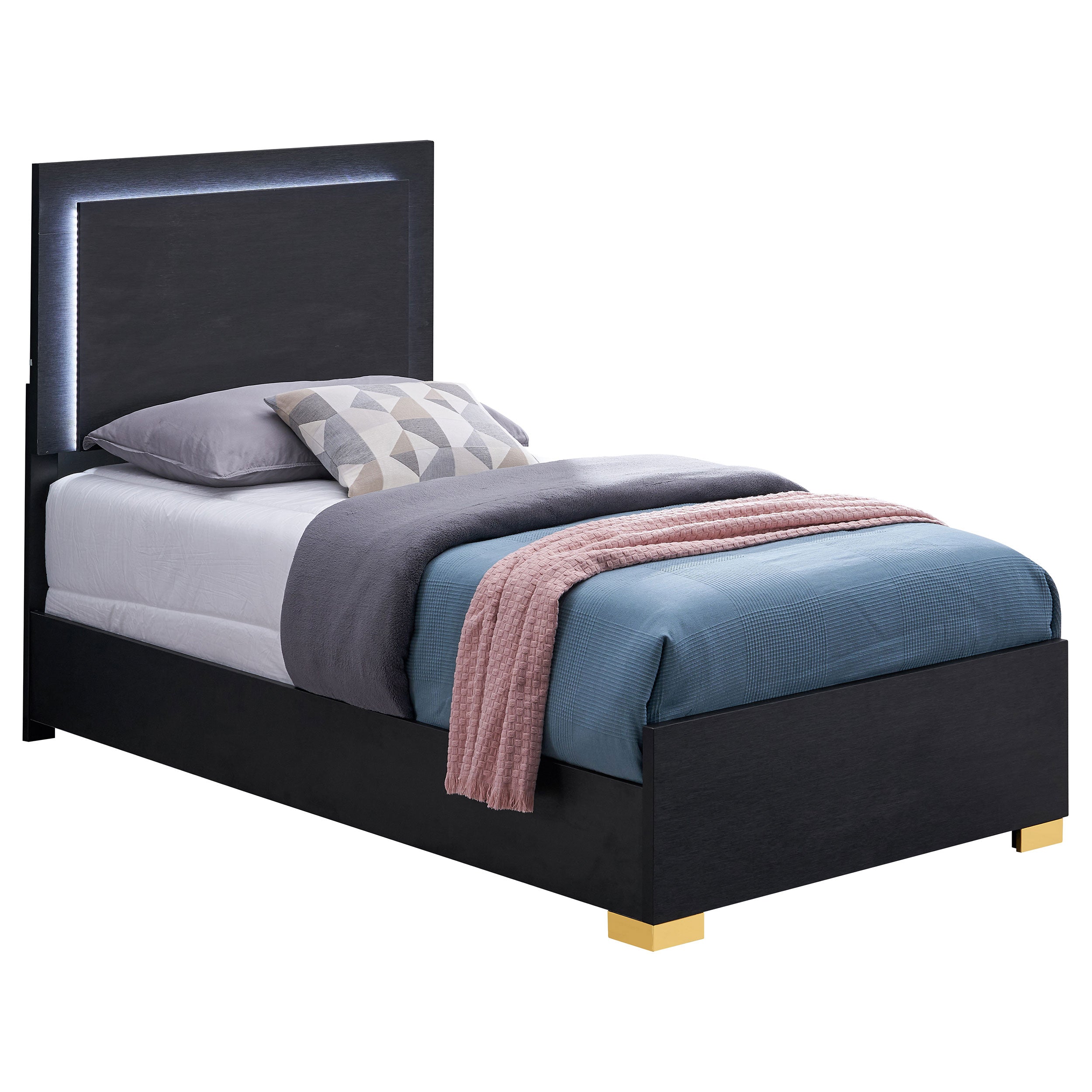 Marceline Panel Bed with LED Lighting - Ideal Furniture (Fresno,CA)