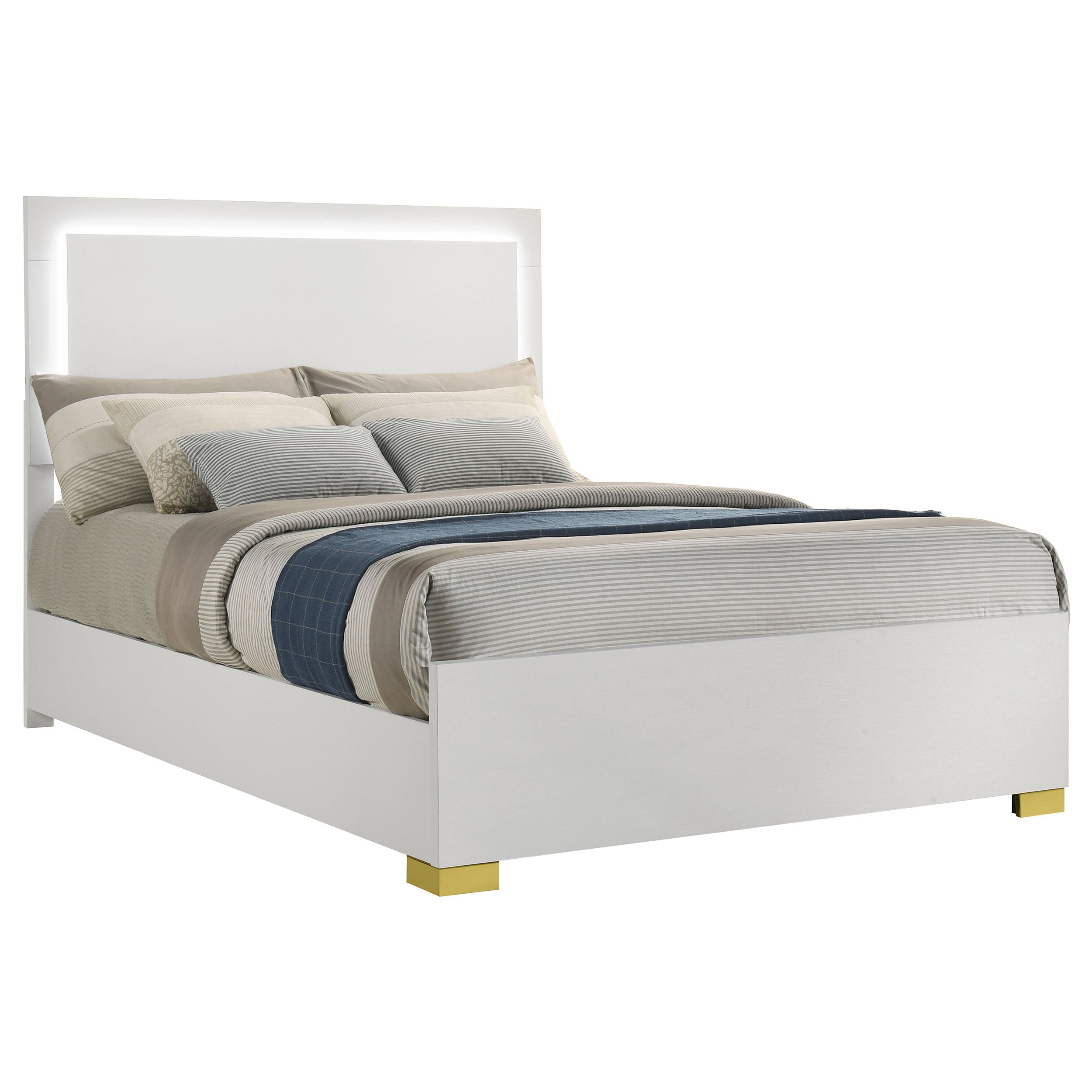 Marceline Panel Bed with LED Lighting - Ideal Furniture (Fresno,CA)