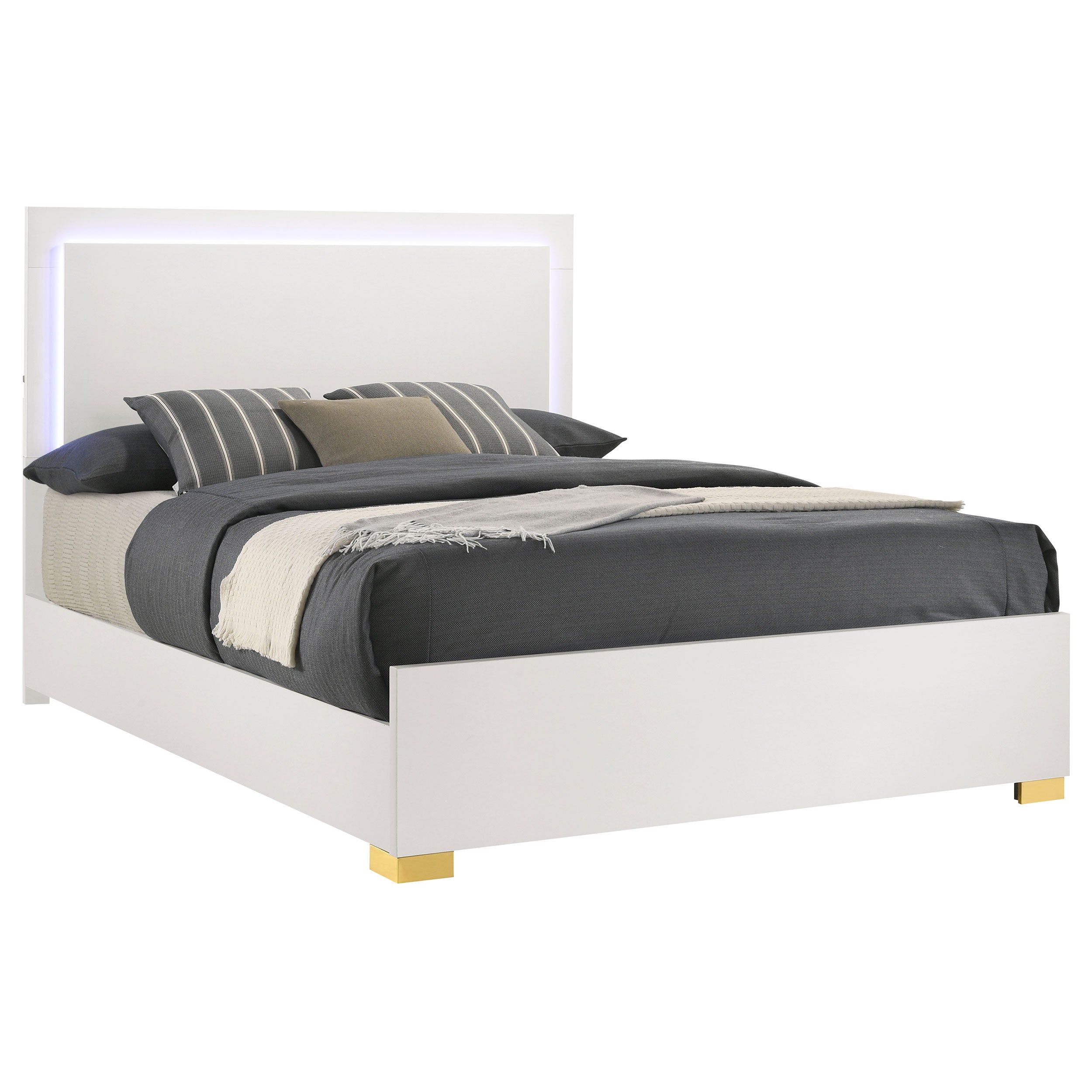 Marceline Panel Bed with LED Lighting - Ideal Furniture (Fresno,CA)