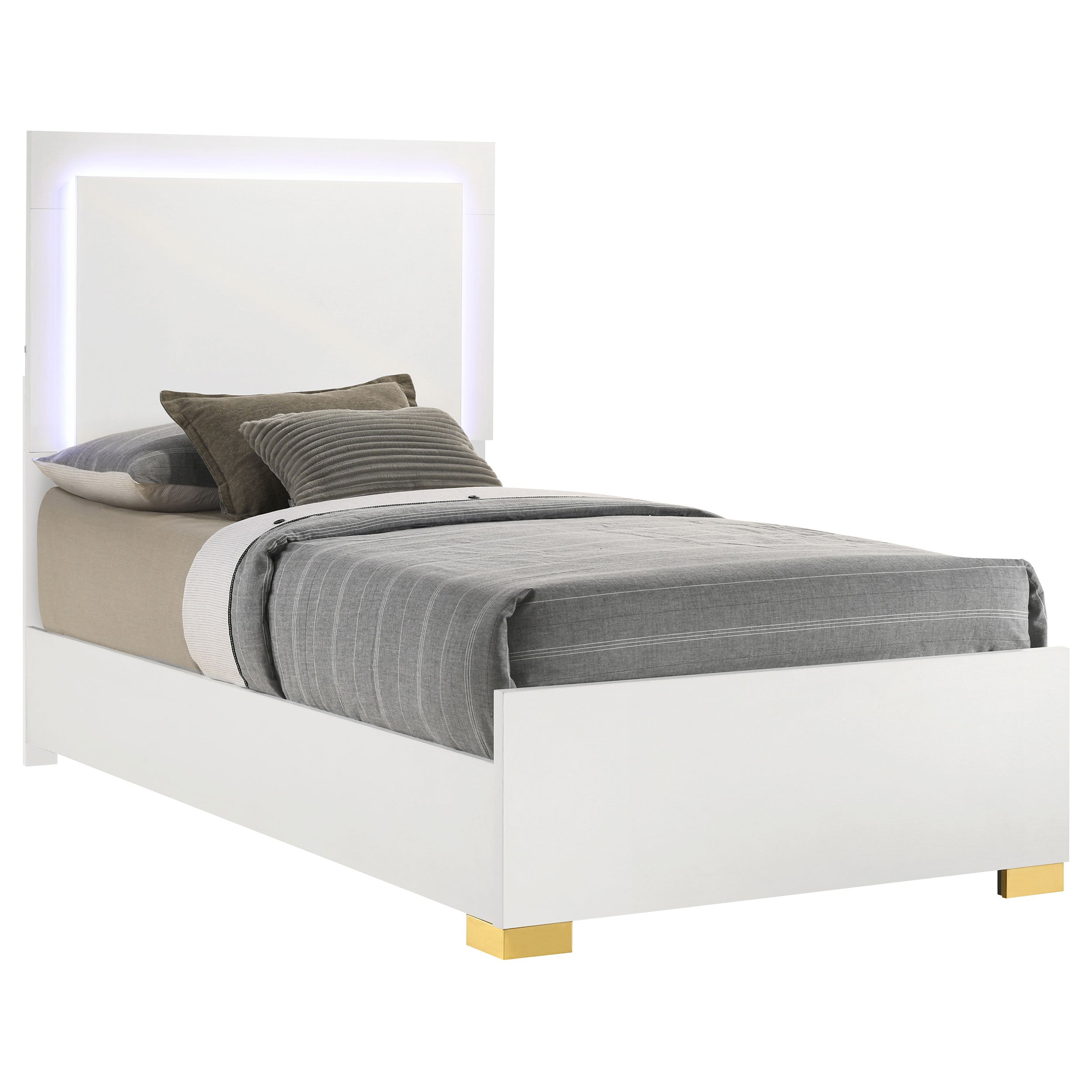 Marceline Panel Bed with LED Lighting - Ideal Furniture (Fresno,CA)