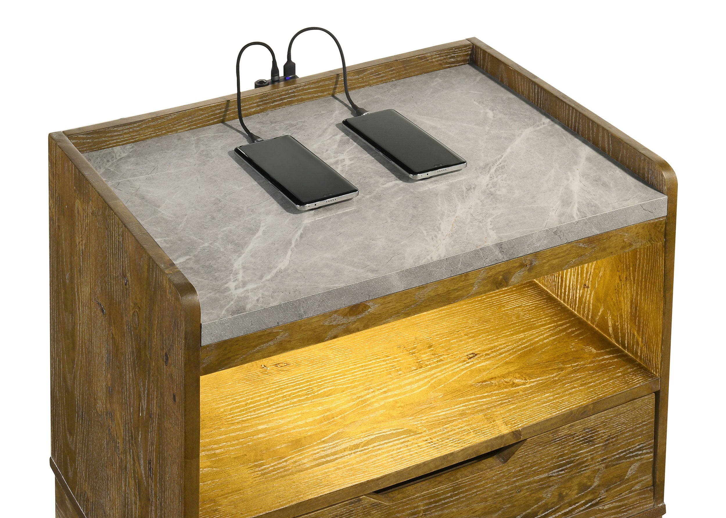 Henderson Nightstand with LED Lighting - Ideal Furniture (Fresno,CA)