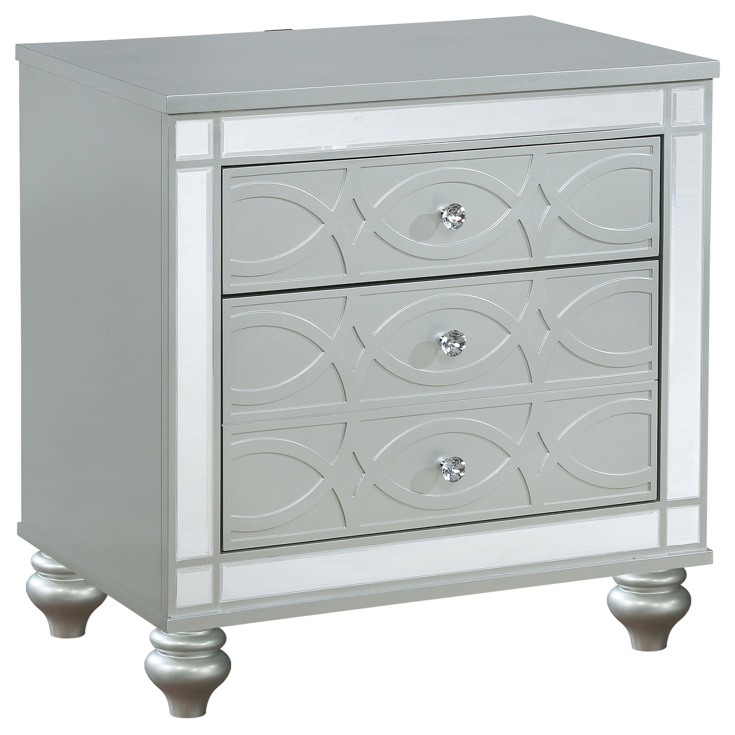 Gunnison 2-drawer Nightstand Silver Metallic - Ideal Furniture (Fresno,CA)