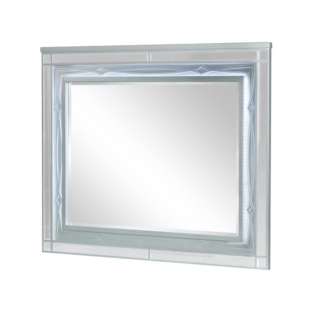 Gunnison Dresser Mirror with LED Lighting Silver Metallic - Ideal Furniture (Fresno,CA)