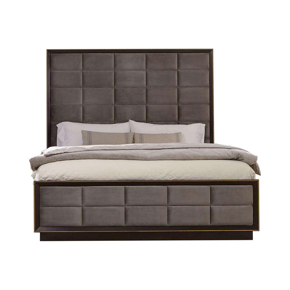 Durango California King, Eastren King, & Queen Upholstered Bed Smoked Peppercorn and Grey - Ideal Furniture (Fresno,CA)