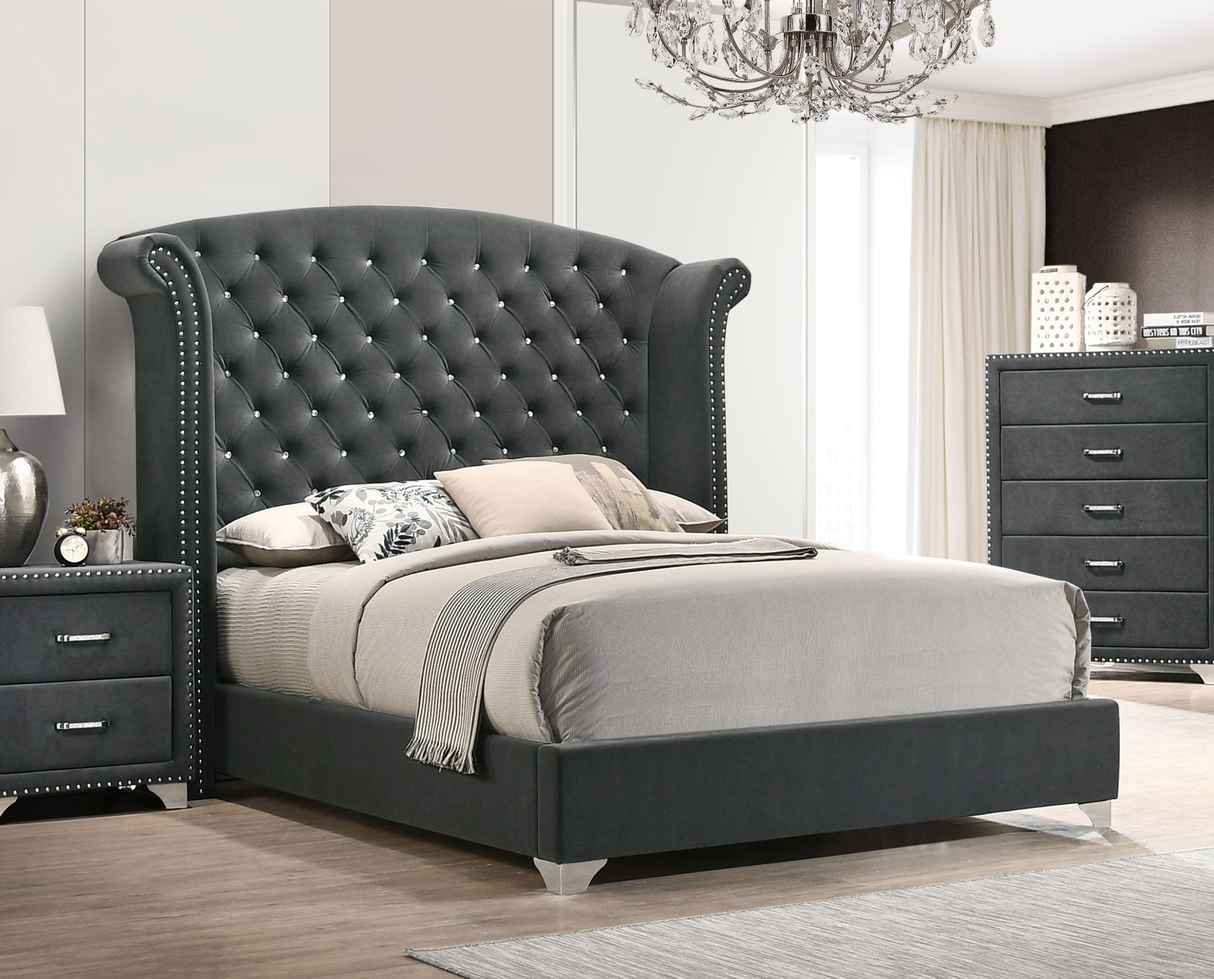Melody Wingback Bed - Ideal Furniture (Fresno,CA)
