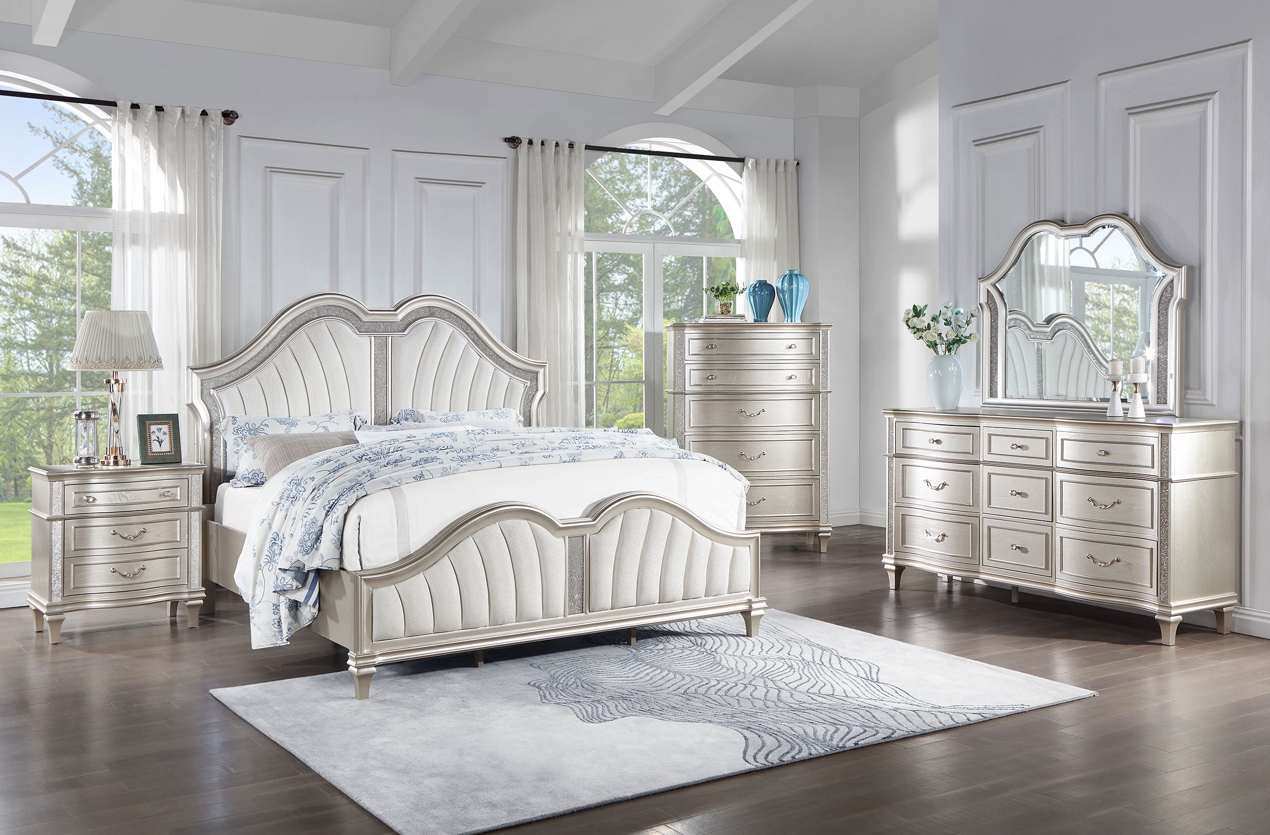 Evangeline Panel Bed with LED Lighting - Ideal Furniture (Fresno,CA)