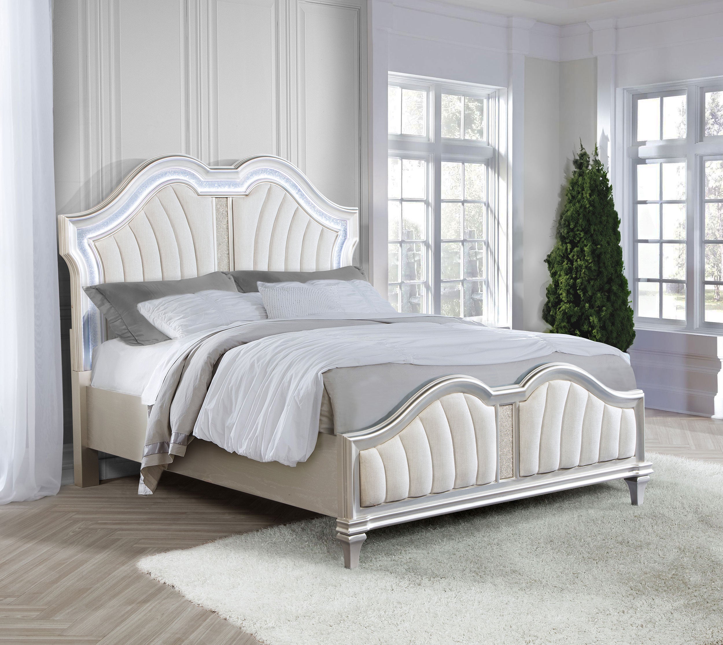 Evangeline Panel Bed with LED Lighting - Ideal Furniture (Fresno,CA)