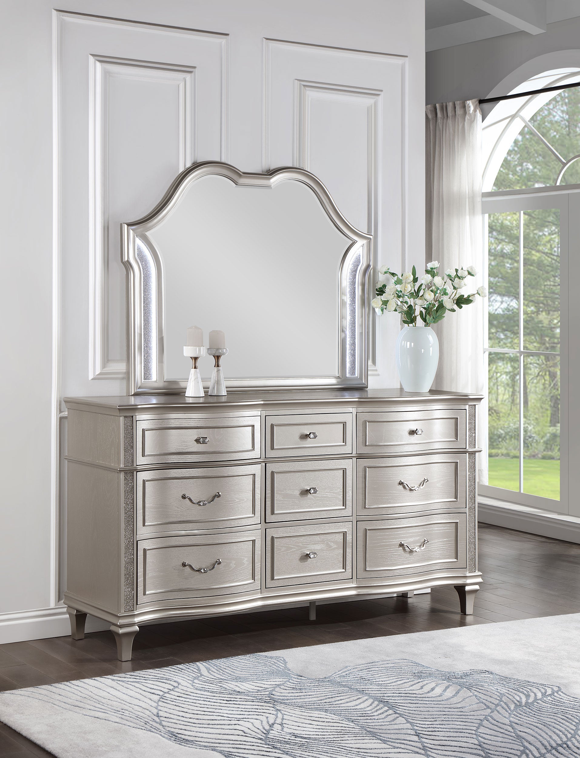 Evangeline Dresser with Mirror - Ideal Furniture (Fresno,CA)