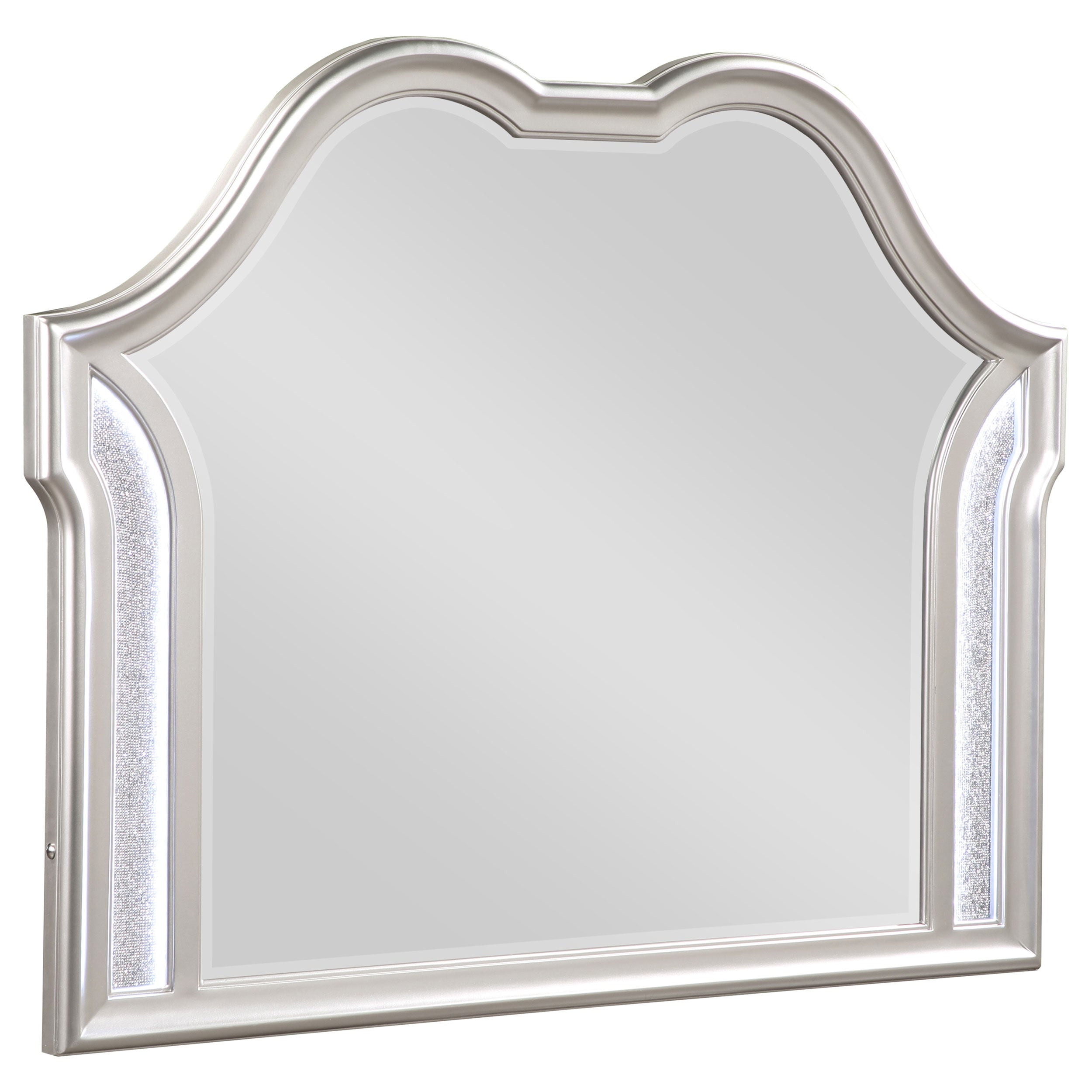 Evangeline Camel Top Dresser Mirror Silver Oak - Ideal Furniture (Fresno,CA)