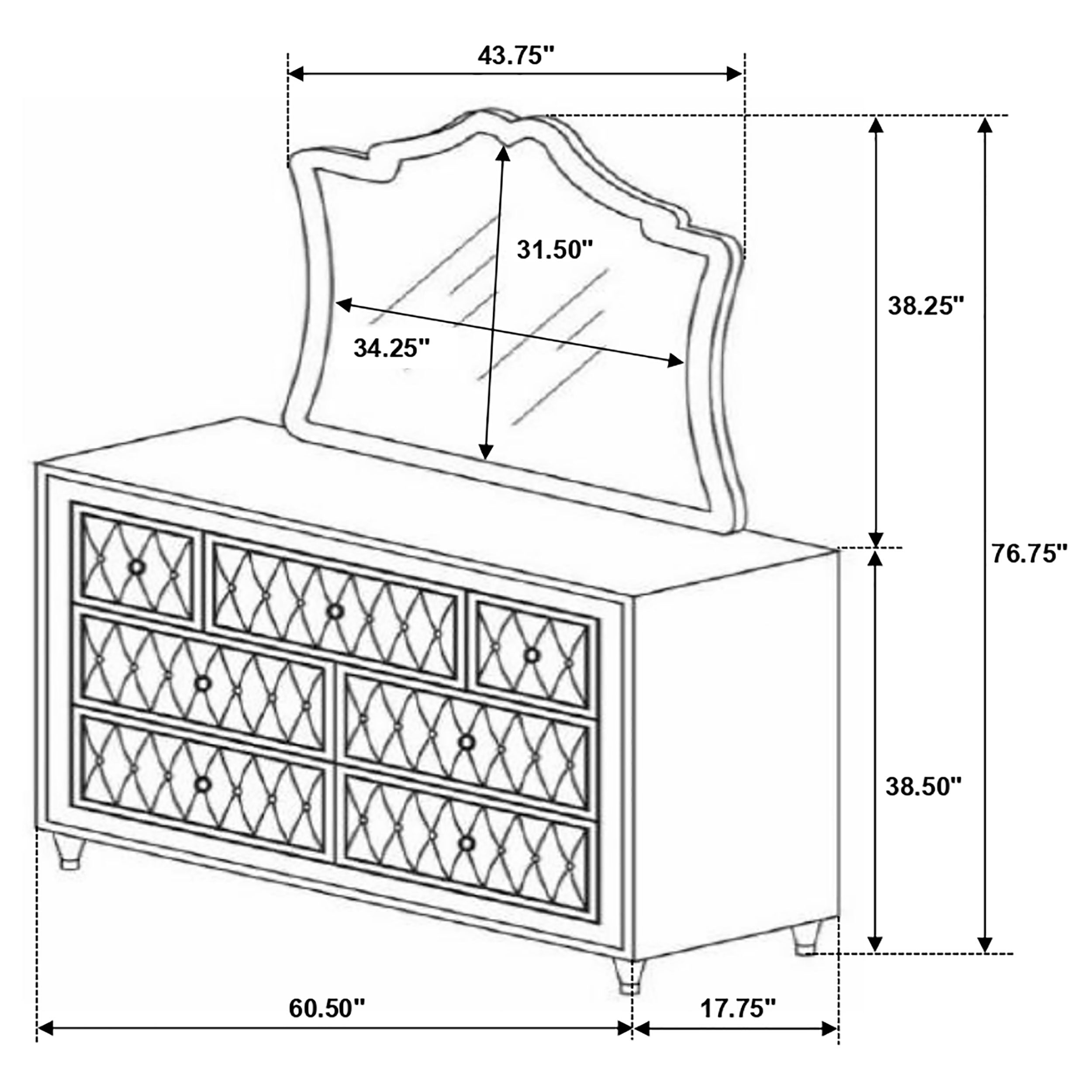 Antonella Dresser with Mirror - Ideal Furniture (Fresno,CA)