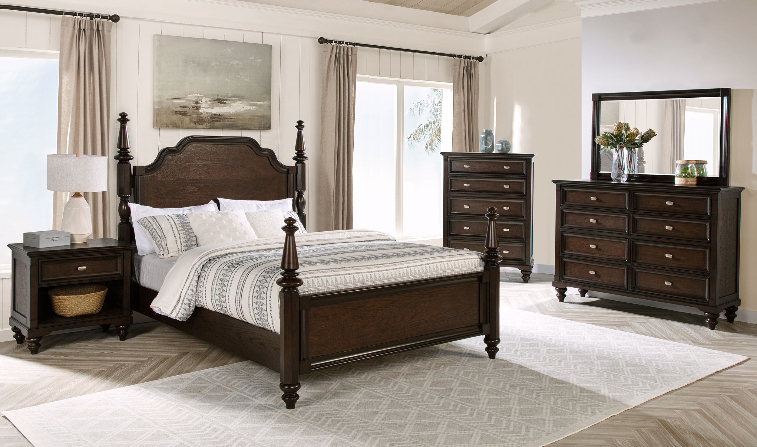Andover Four-Poster Panel Bed - Ideal Furniture (Fresno,CA)