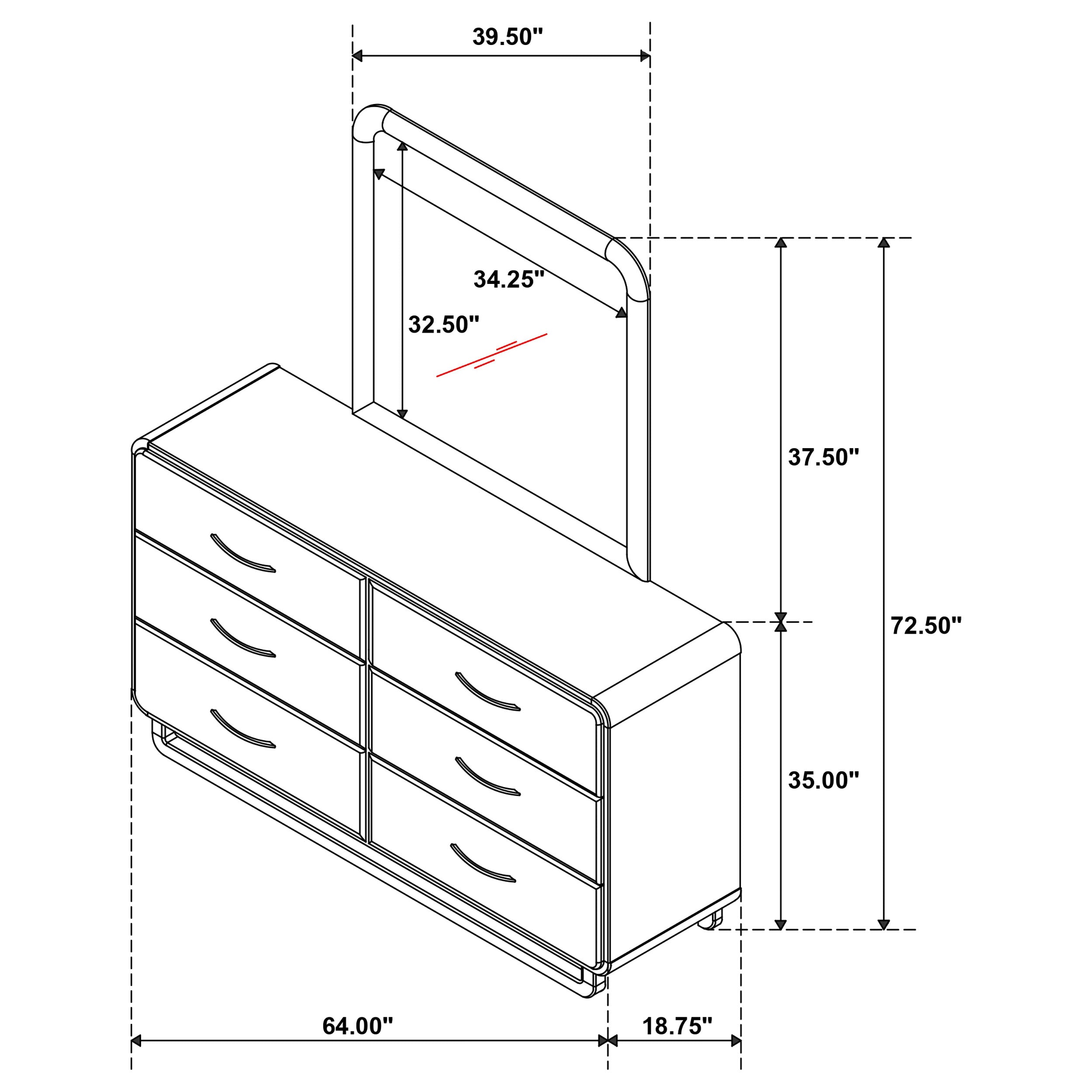 Amsbury Dresser with Mirror - Ideal Furniture (Fresno,CA)